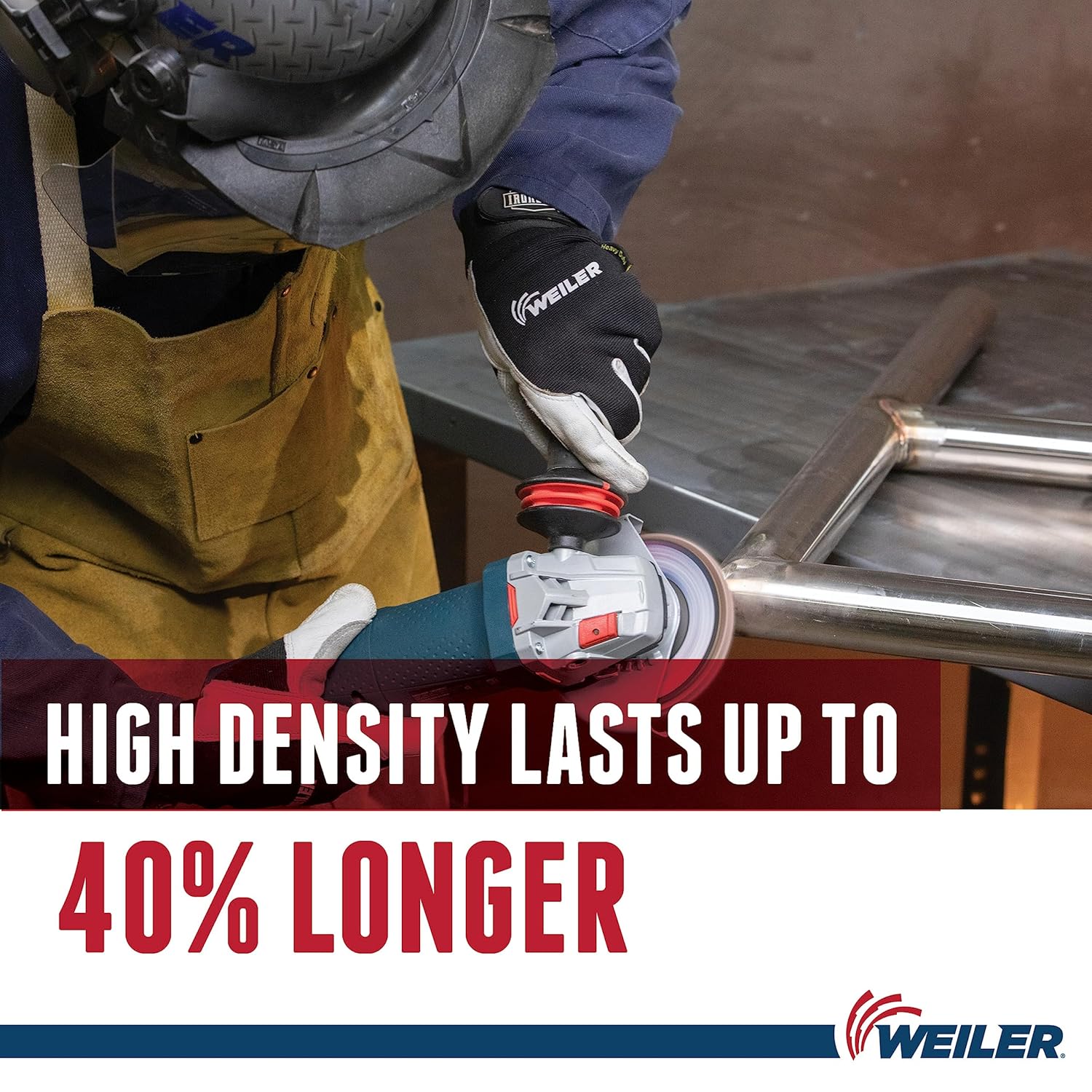Weiler 50133 Saber Tooth 5/8"-11 Arbor, 4-1/2" Diameter, 40 Grit, Ceramic, Phenolic Backing, Flat High Density Abrasive Flap Disc