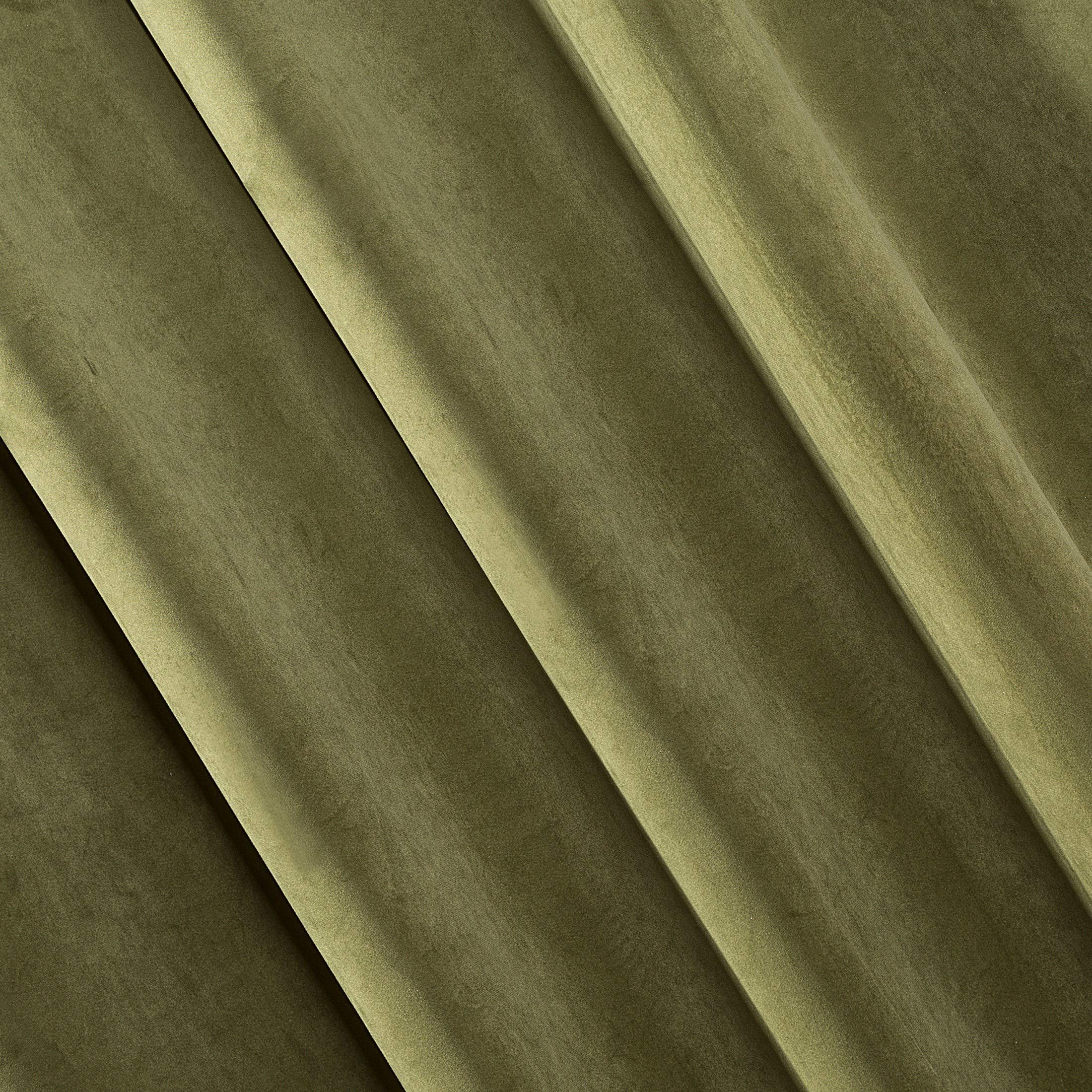 Eurofirany RIA Rideau Velours Doux à Galon Fronceur, 1 Pièce, Occultant Thermique pour Salon et Chambre, 140x270cm (L x H), Vert Olive