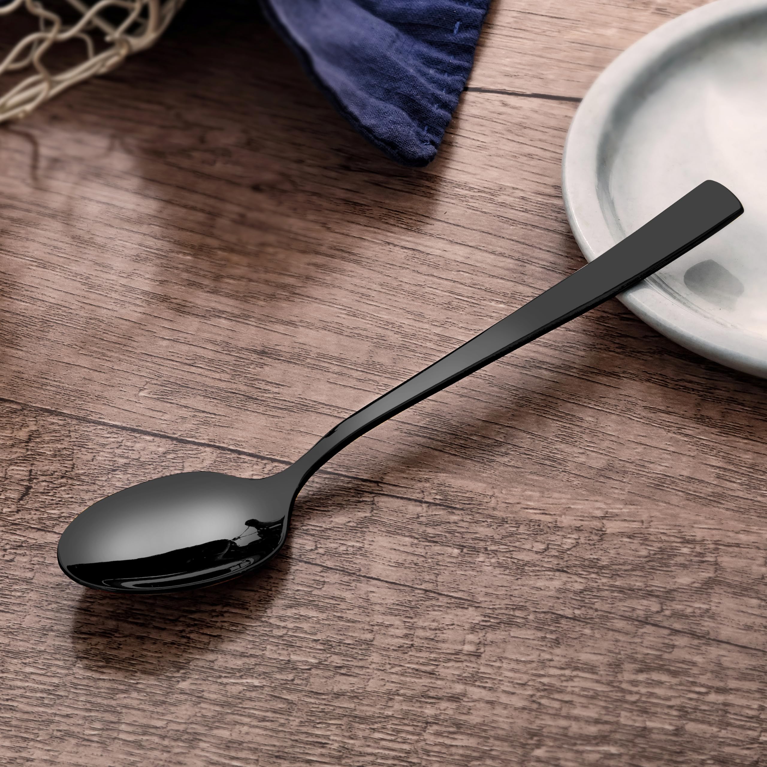 Stainless Steel Teaspoons Plated with Black Titanium, Black Tea Spoons with Mirror Polished Finish - Image 3