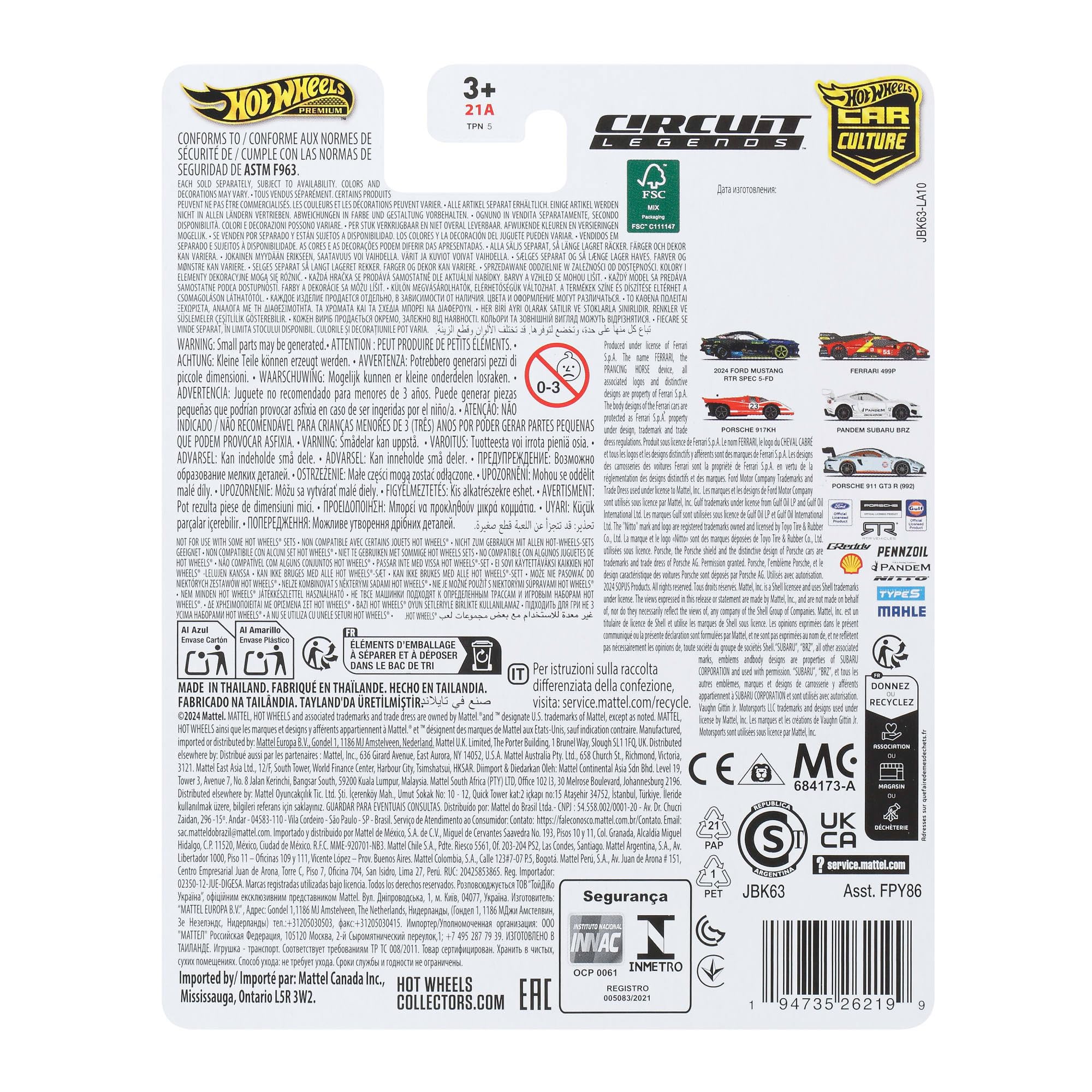 Hot Wheels Premium Car Culture Kultowe auta Circuit Legends Porsche 917K Metalowy samochód zabawka w skali 1:64 z oponami Real Riders, JBK63