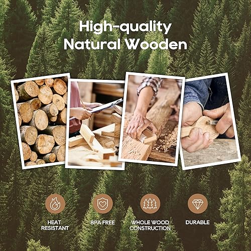 Miniatura 2 de Juego de utensilios de cocina, 7 piezas, juego de utensilios de cocina de alta calidad, cucharas de madera antiadherentes duraderas para cocinar,