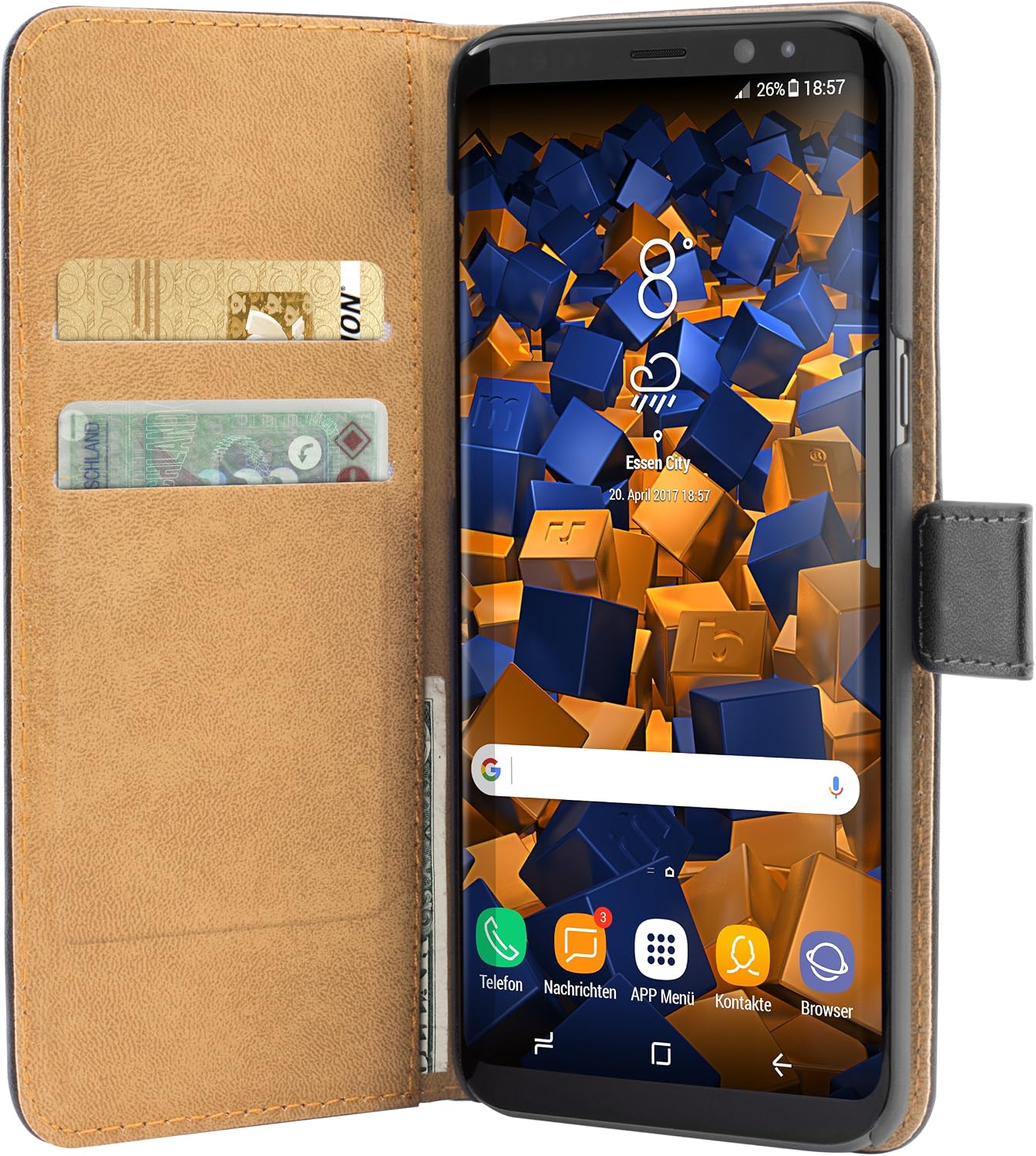 mumbi book-style case for Samsung, Black, Galaxy S8+ - Image 3