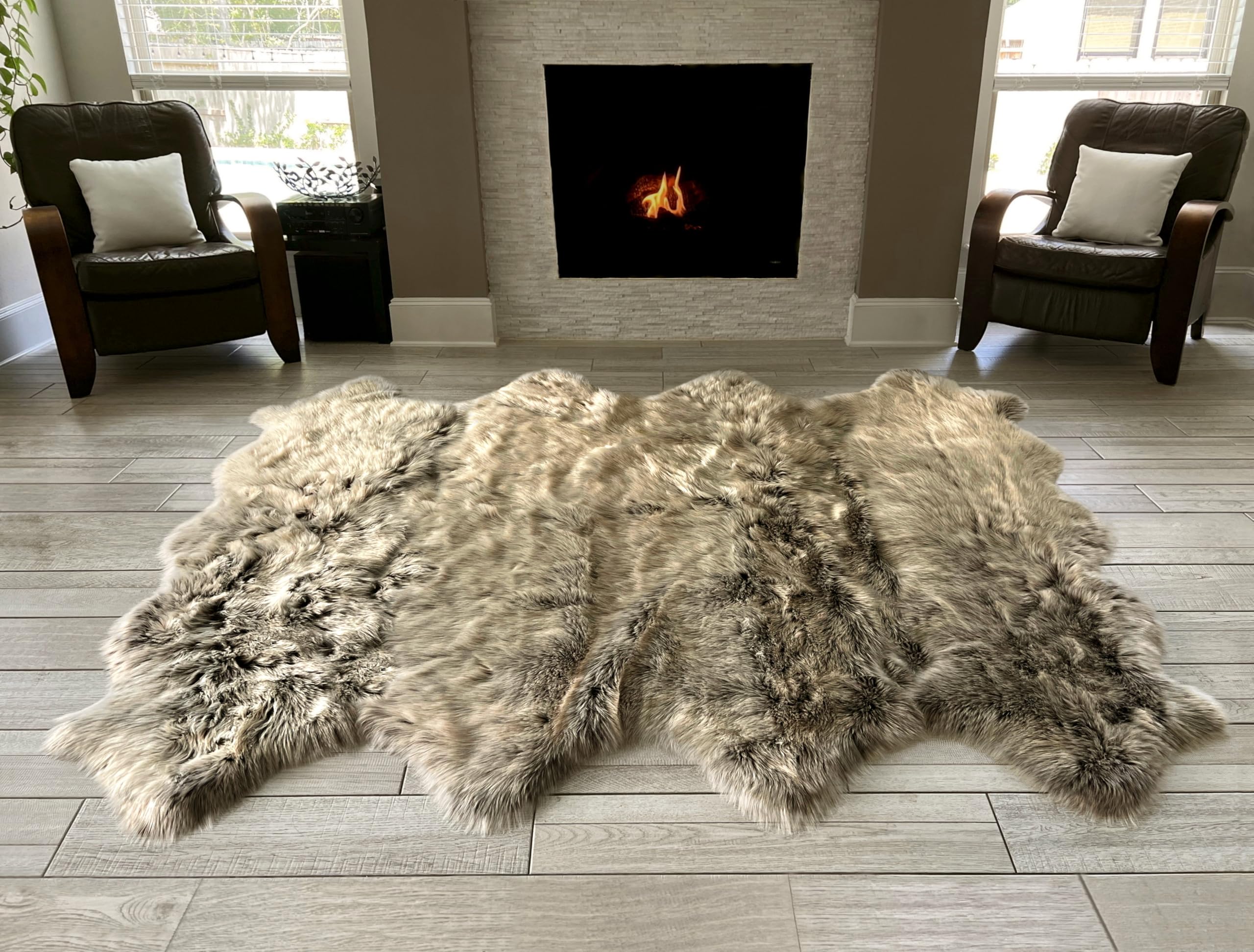 Free Shape Luxury Soft Fluffy Shag Area Rug Octo 8 Pelts 6'x8',180x240 cm - Vegan Fur Ultra Soft Indoor Carpet Nursery Rugs for Bedroom Home Decor,