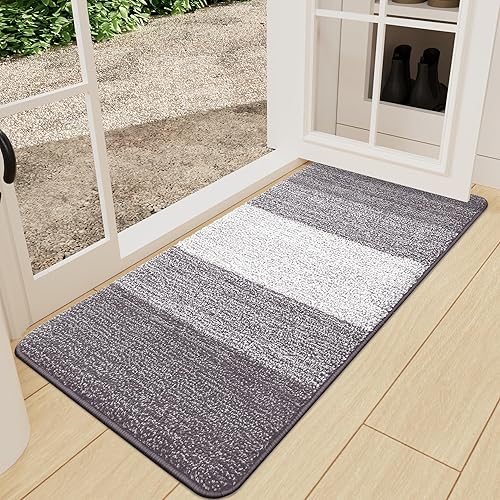 Vista 74 de Kitinjoy Tapete para puerta de interior y exterior, 48 x 32 pulgadas, antideslizante, absorbente, atrapador de suciedad, de perfil bajo, lavable