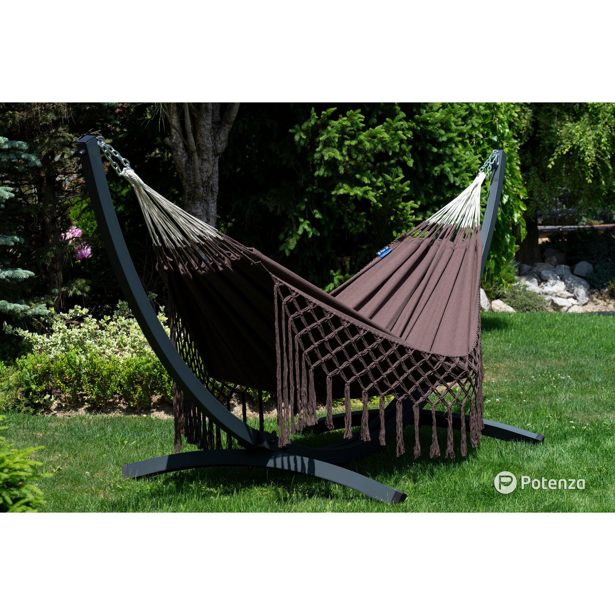 Potenza Verzinkter Tytan Gestell Outdoor Hängemattengestell XXL 360cm, 350kg I Gestell für Hängematten, Rahmen aus Stahl wetterfest (Basic Graphit)