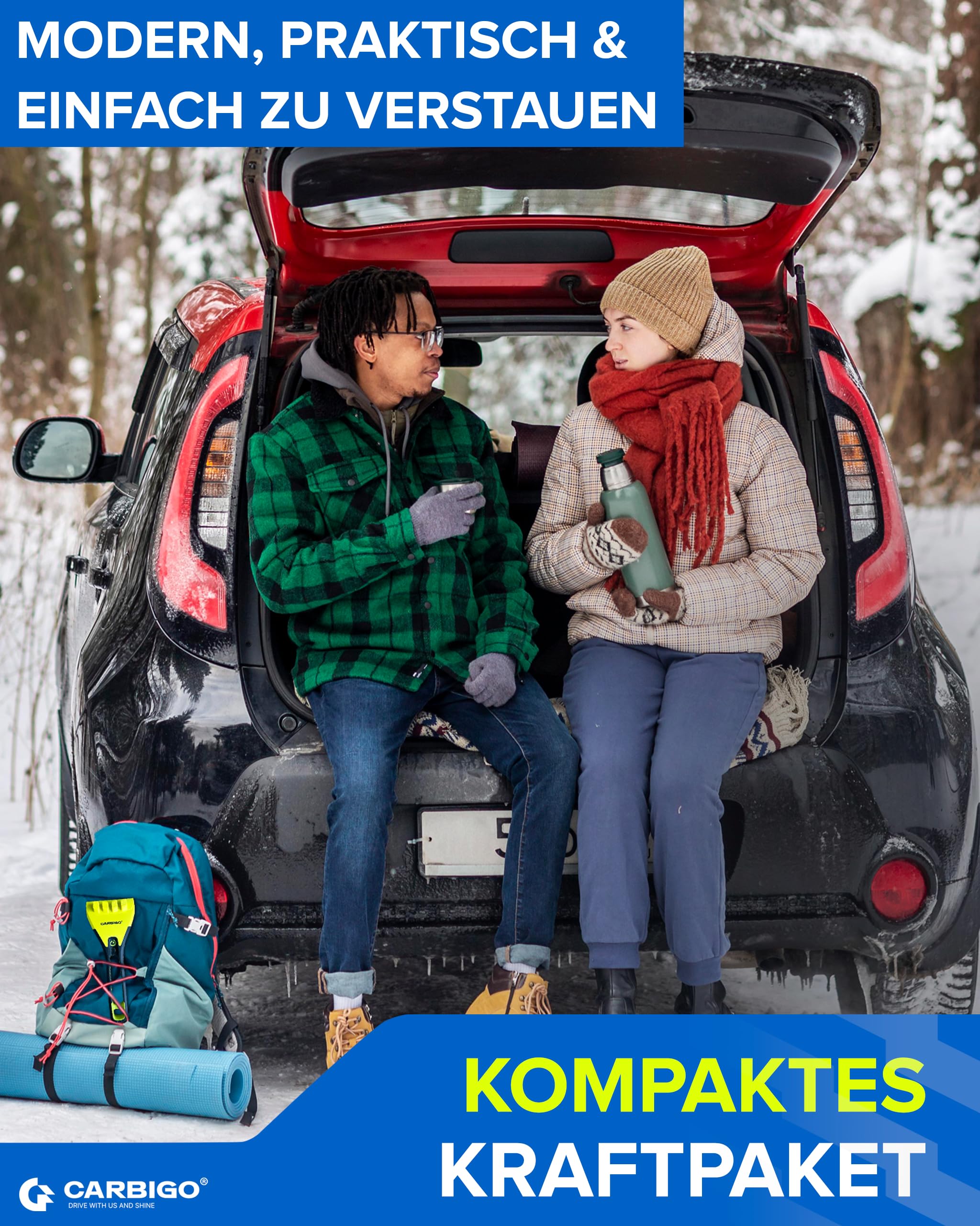 Carbigo Skrobaczka do lodu I Kompaktowa skrobaczka do lodu do samochodu do -30° I Mocny skrobak do lodu, z wzmocnionymi krawędziami do łamania lodu I Skrobaczka do szyb samochodowych specjalnie do