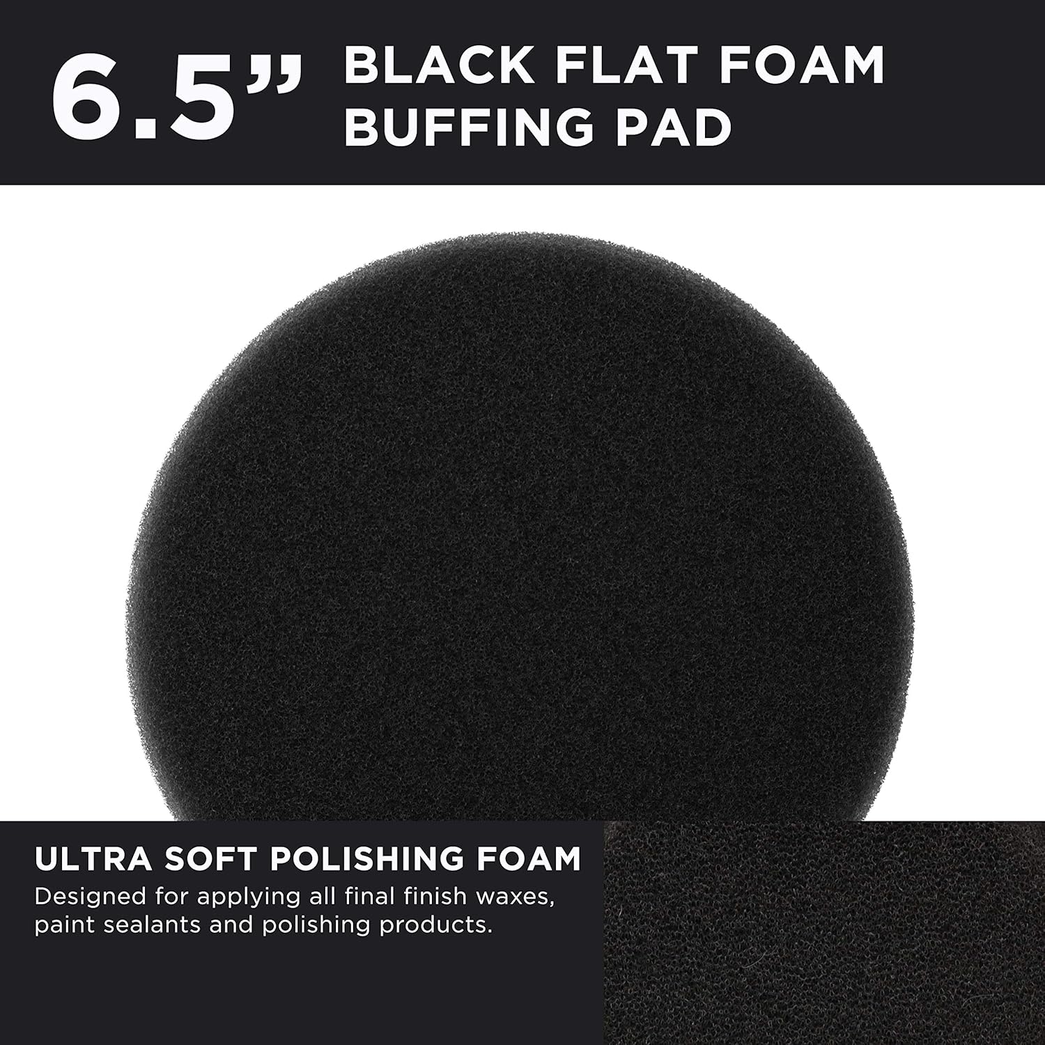 TCP Global 6.5" Black Flat Final Finishing Grip Foam Polish Pad - DA Hook & Loop : Automotive