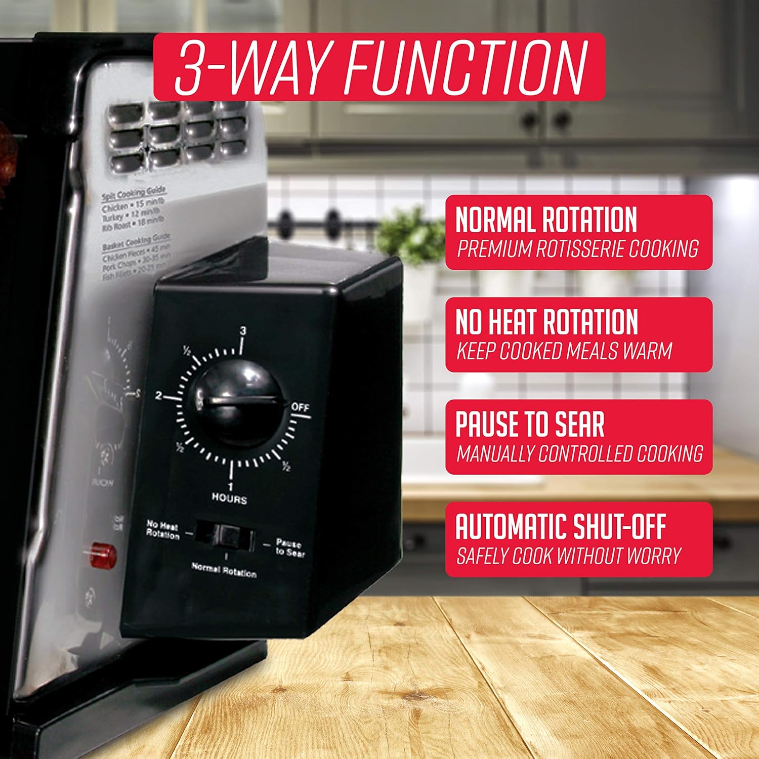 Showtime Classic Large Capacity Rotisserie & BBQ Oven, Simple Switch Control, Perfect Preset Rotation Speed, Self-Basting, Auto Shutoff, Includes Multipurpose Basket, Great for Chicken, Turkey : Everything Else