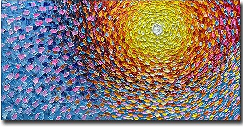 V-inspire Arte, pinturas al óleo modernas dibujadas a mano de 24 x 48 pulgadas, arte abstracto con textura, lienzo para pared, decoración del hogar,