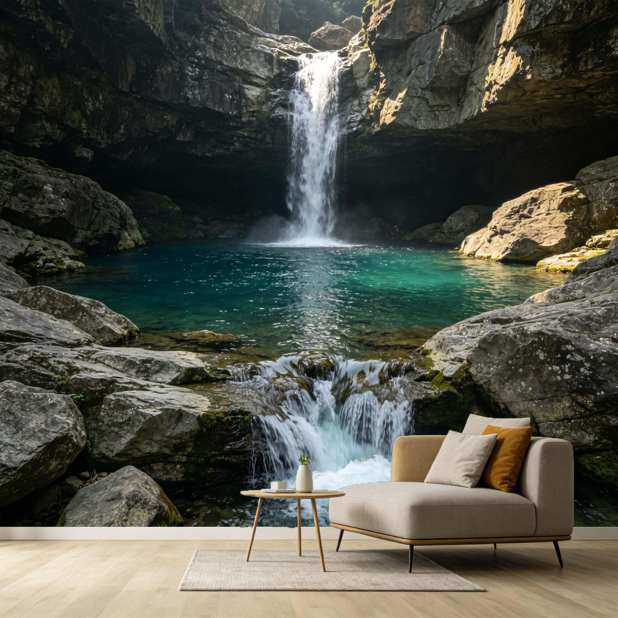 Custom Size Wall Murals Waterfall Mountain Lake Landscape 3D Trompe L'Oeil SelfAdhesive Wall Fabric Removable Large Wallpaper for Photo Living Room Interior Decor