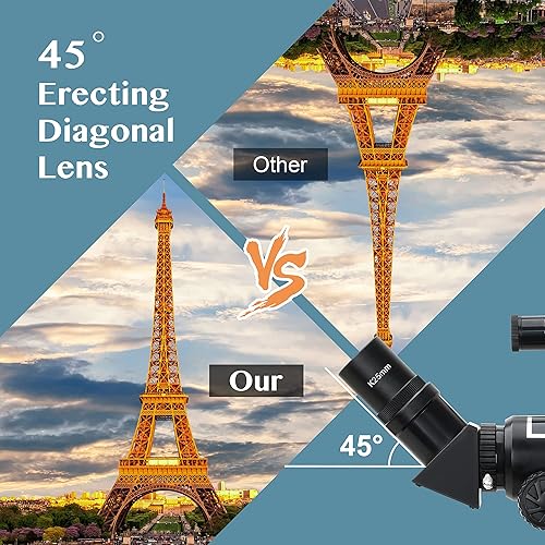 Miniatura 3 de AOMEKIE Telescopios para adultos Astronomía con mochila Telescopio para principiantes con oculares de metal Kellner 2.756 in Telescopio de viaje