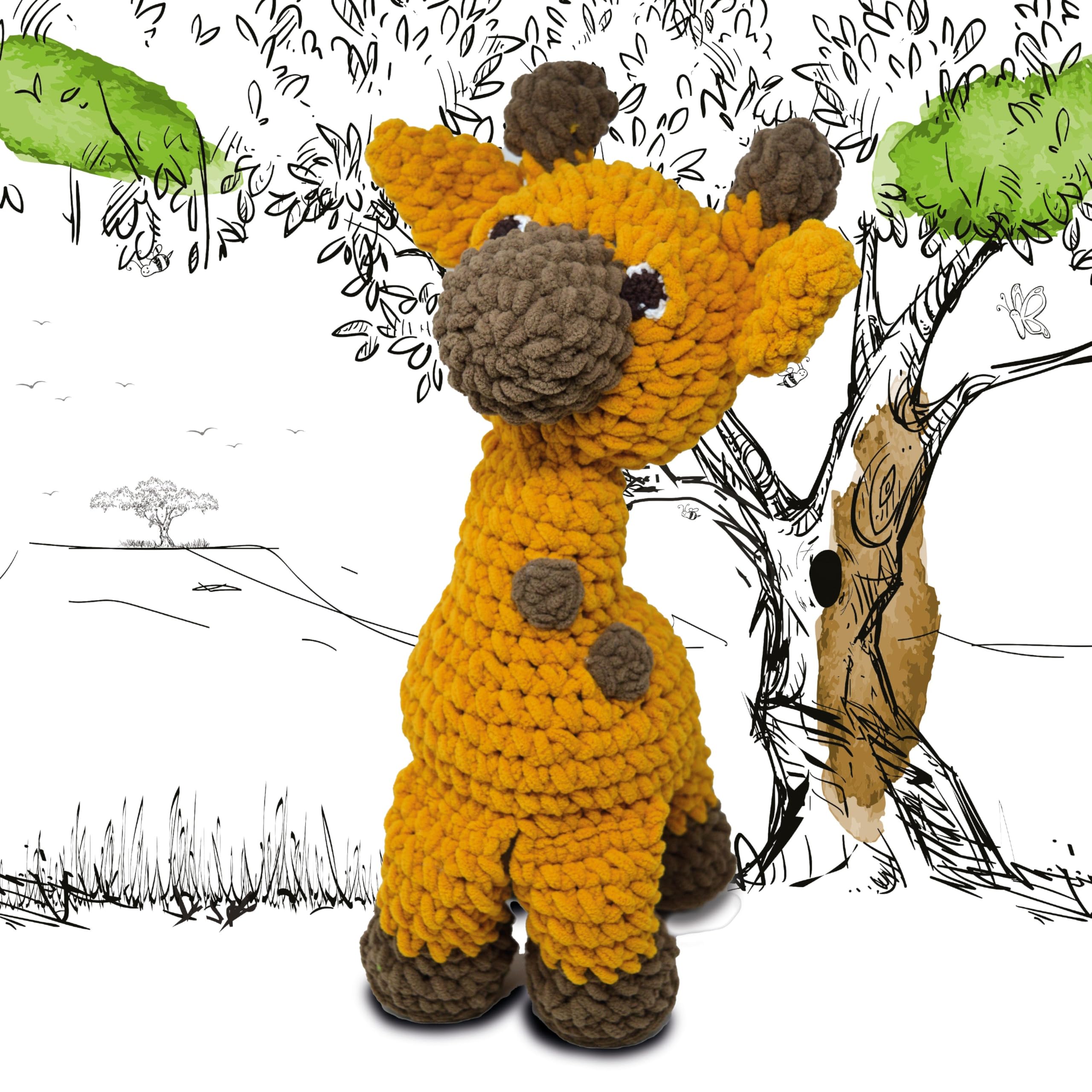 KNITTY CRITTERS – Main Collection – Geoffrey Giraffe| Beginner-Friendly Crochet Craft Kit with Recycled Yarn