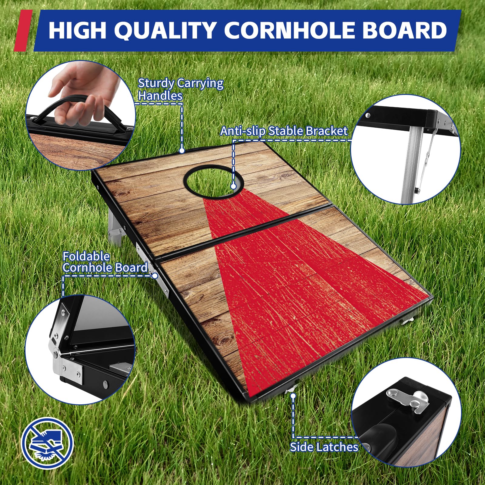 NZQXJXZ Set di cornhole in alluminio 2 in 1 per esterni, con 8 pouf e borsa per il trasporto, per cortile, prato, spiaggia, campeggio, set da gioco all'aperto