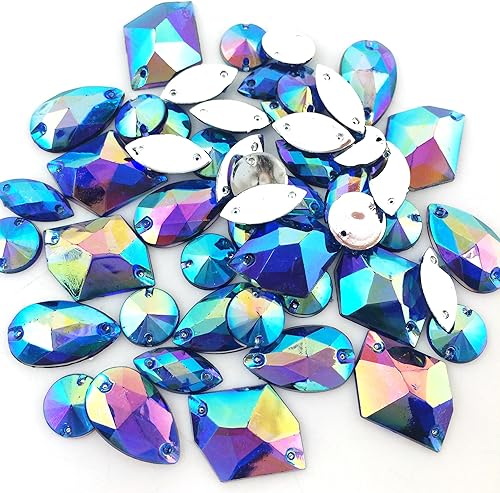 Miniatura 4 de PEPPERLONELY 50 unidades de color púrpura AB para coser en forma mixta y tamaño con parte trasera plana facetados cristales acrílicos rimonas, 7