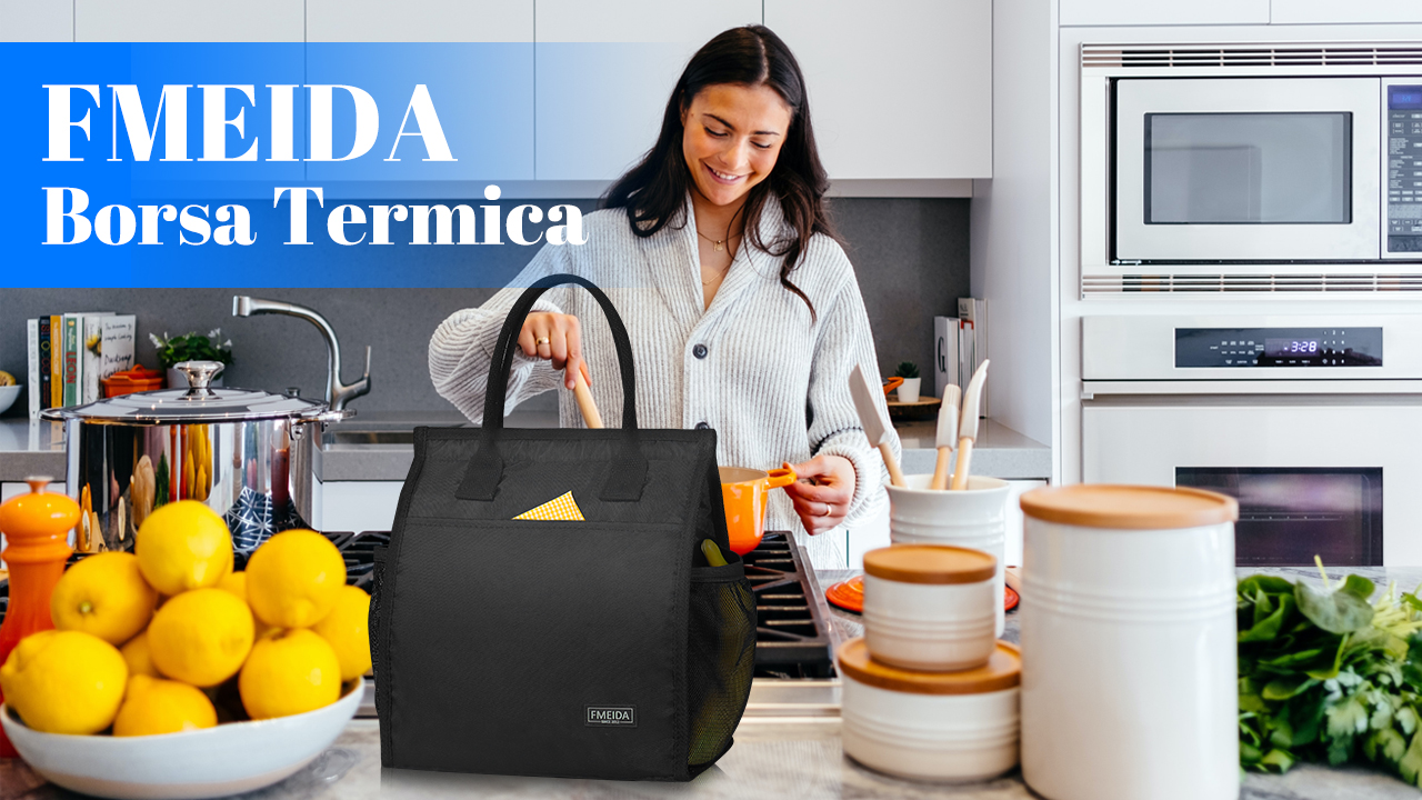 Borsa Termica Porta Pranzo Fmeida - Ideale Per Lavoro, Picnic E Scuola, Mantiene Freddo E Caldo, Compatta E Leggera - Foto 2