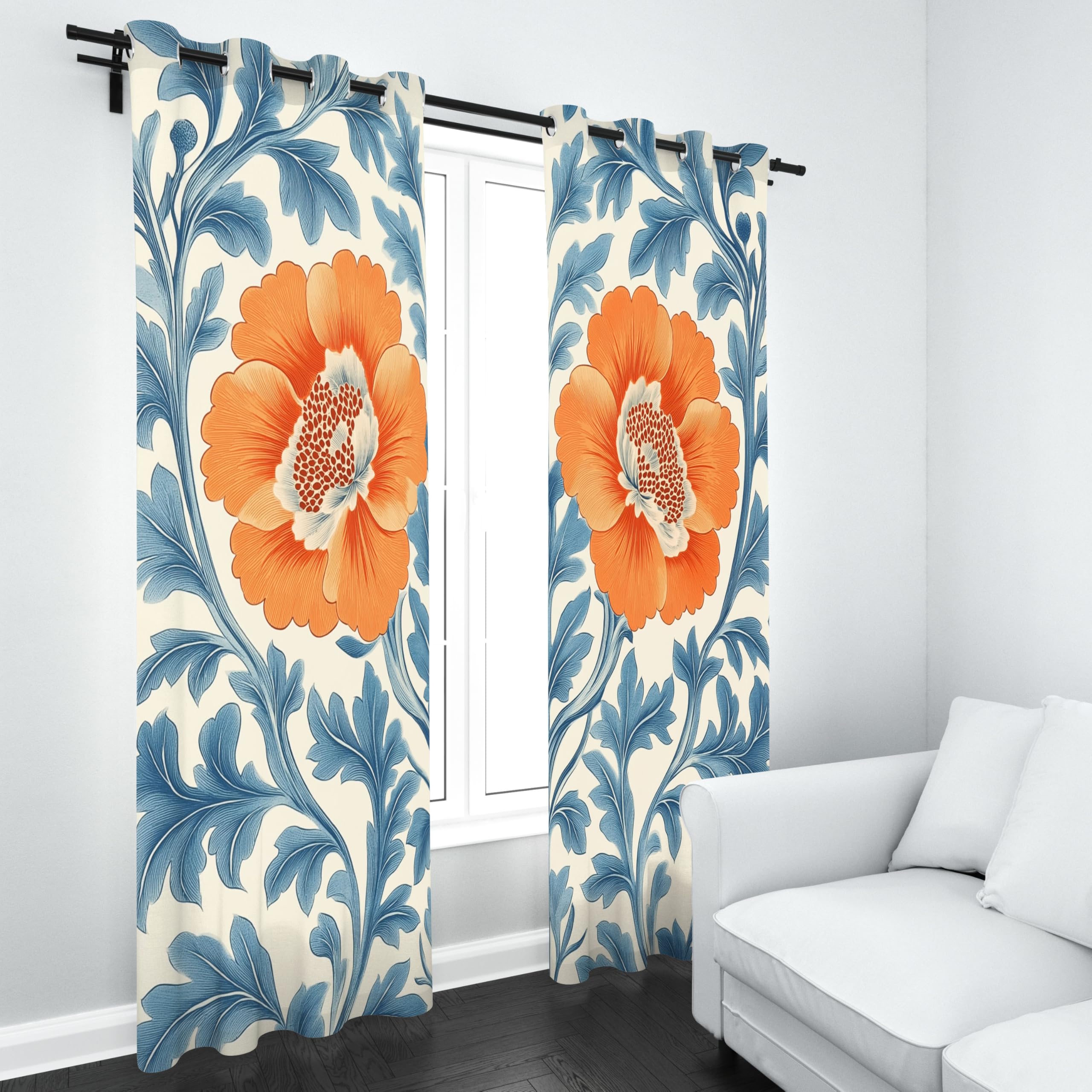 Botanische Blumen-Vorhänge – Blickdicht & Schalldämmend, 2er Set Mit Ösen, 200x280 Cm