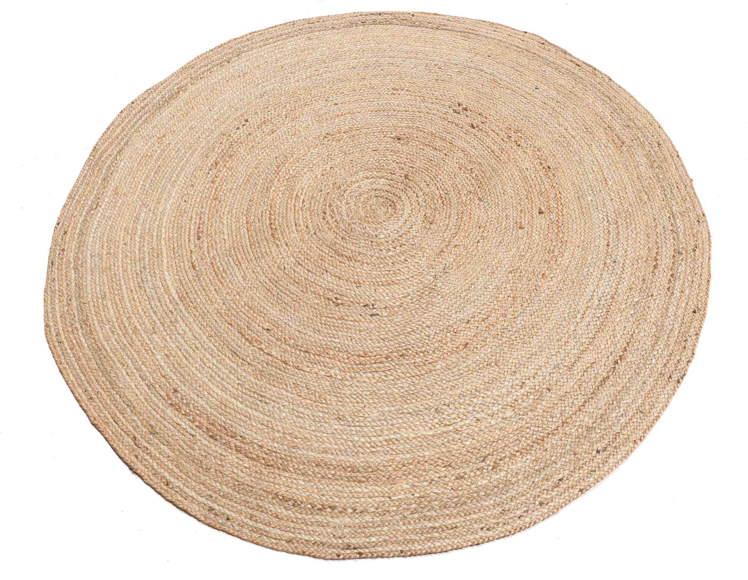 RugVista Solana Plain Jute Alfombra, Ø 150 cm, Beige | Kilim, Redondo, Pelo medio, Limpieza en seco