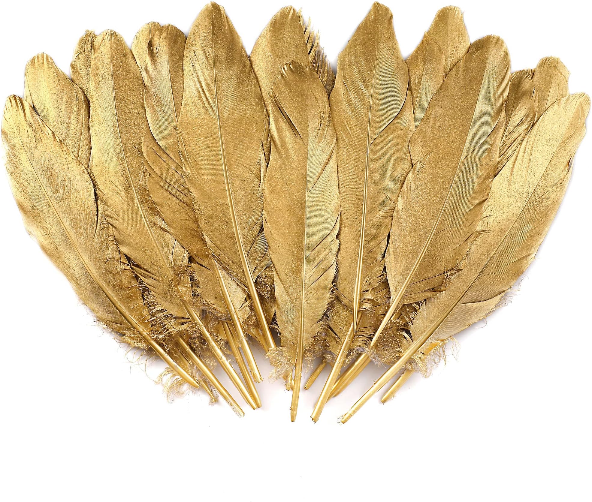 Excefore Gold Goose Feathers for Craft - 6-8in, 60 Pieces (Gold)