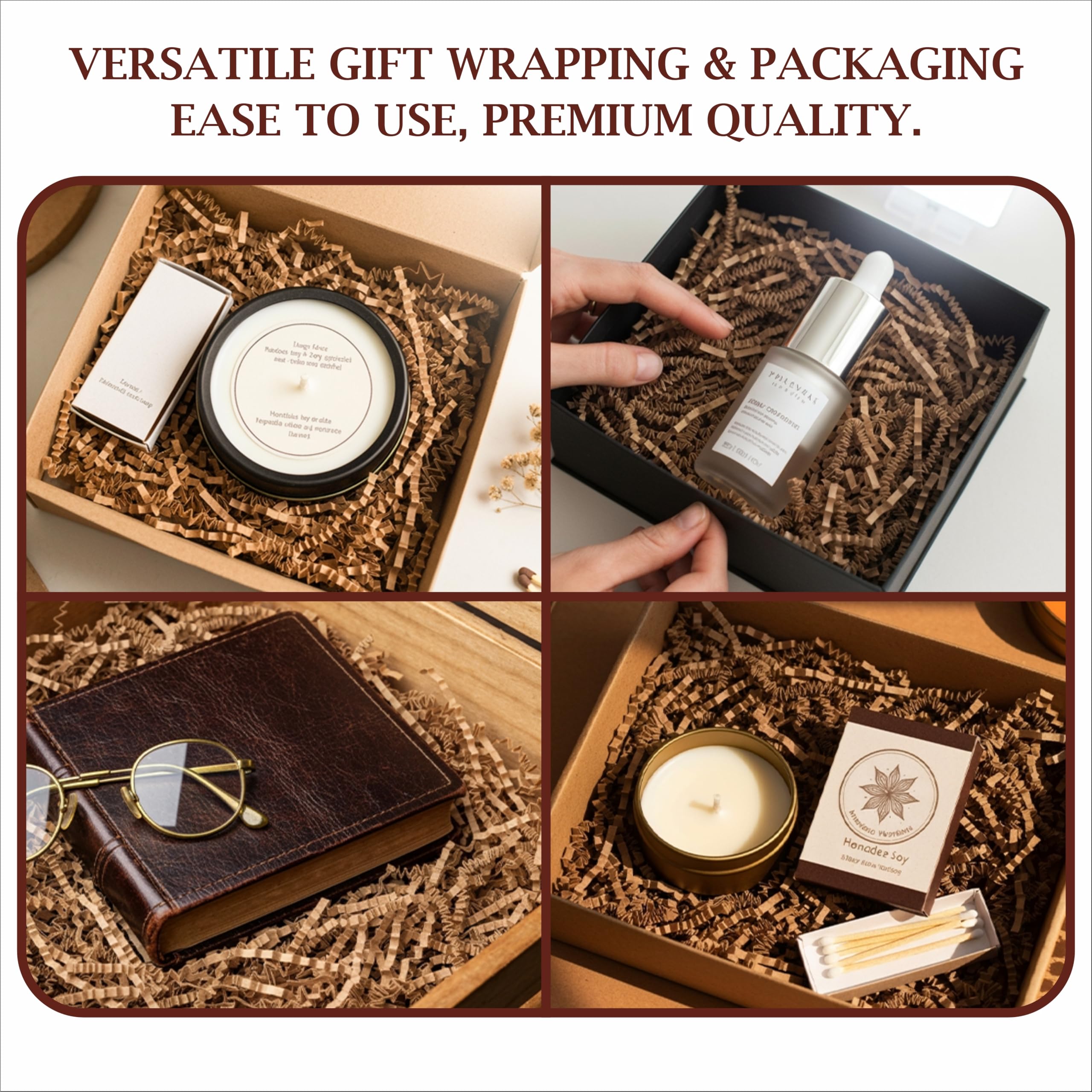 Condition photo showing New/Like New for Brown Crinkle Paper Filler 5.5oz – Shredded Paper for Gift Baskets, Bridesmaid Proposal Gifts, Basket Filler for Christmas, Wedding, Birthday & Craft Gift Boxes