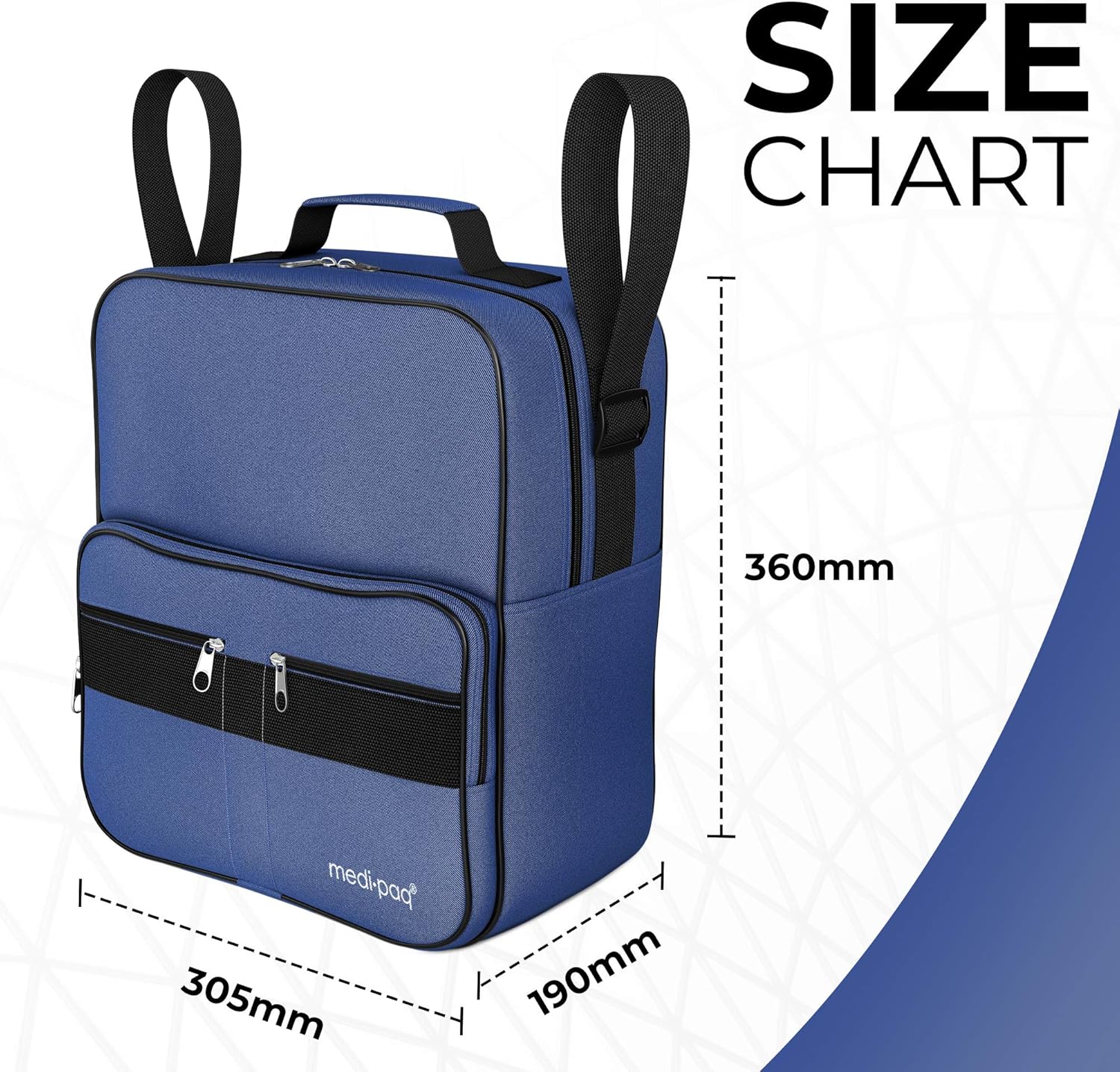 Deluxe Wheelchair Bag - [New Upgraded Version] Attaches to The Handles to Provide Useful & Convenient Storage (Blue) : Health & Household