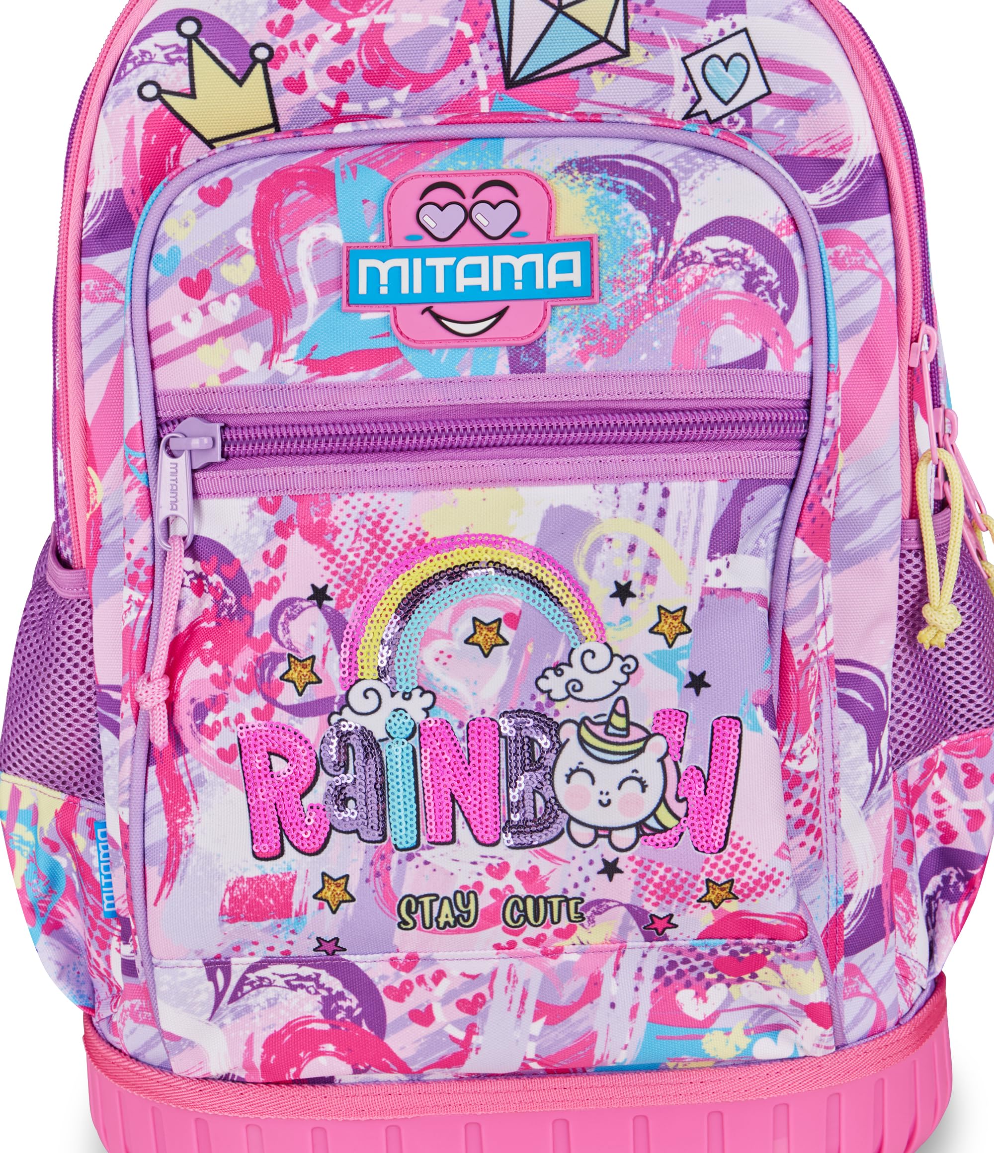 Mitama Zaino Trolley Run Maxi Rainbow, Spallacci a scomparsa, Bambini e Bambine, Tasca Porta Borraccia, Doppio uso, viola