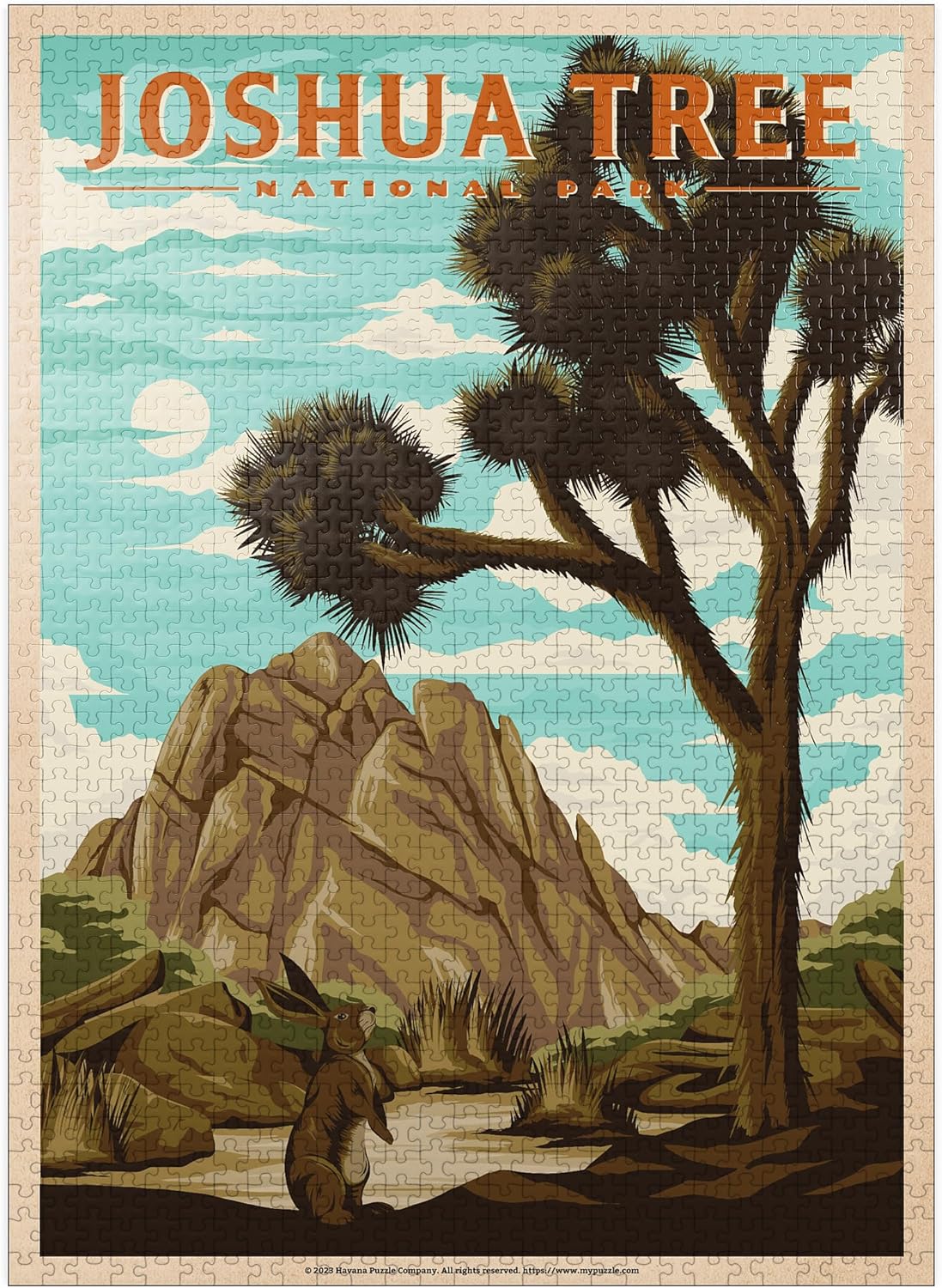MyPuzzle Joshua Tree National Park - Where Trees Thrive in The Desert, Vintage Travel Poster - Premium 1000 Piece Jigsaw Puzzle for Adults
