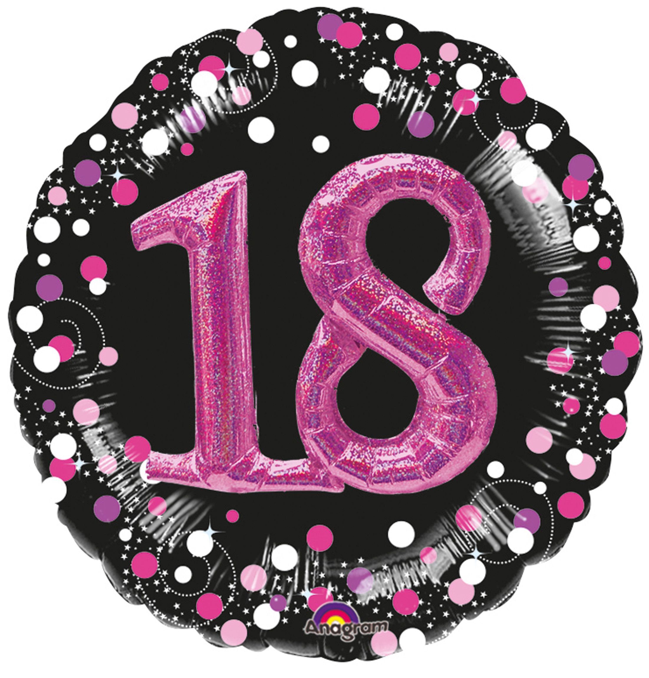 Amscan 3597401 - Pink Sparkling Celebration 18th Birthday Round Foil Balloon - 18 Inch, 90g