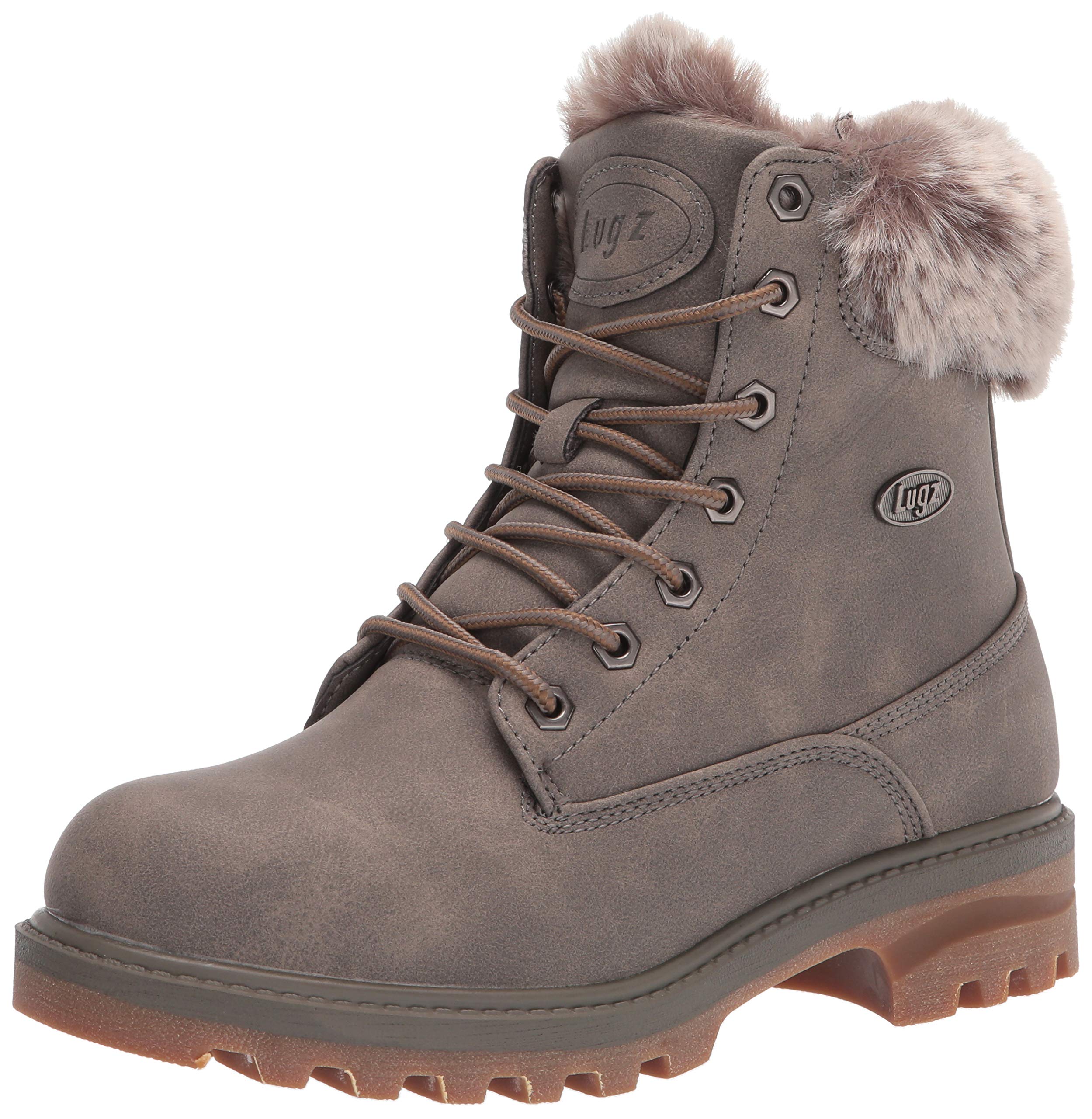 Lugz Women's Empire Hi Fur Classic 6-inch Memory Foam Chukka Fashion Boot  Combat, Warm Grey/Desert/Gum,