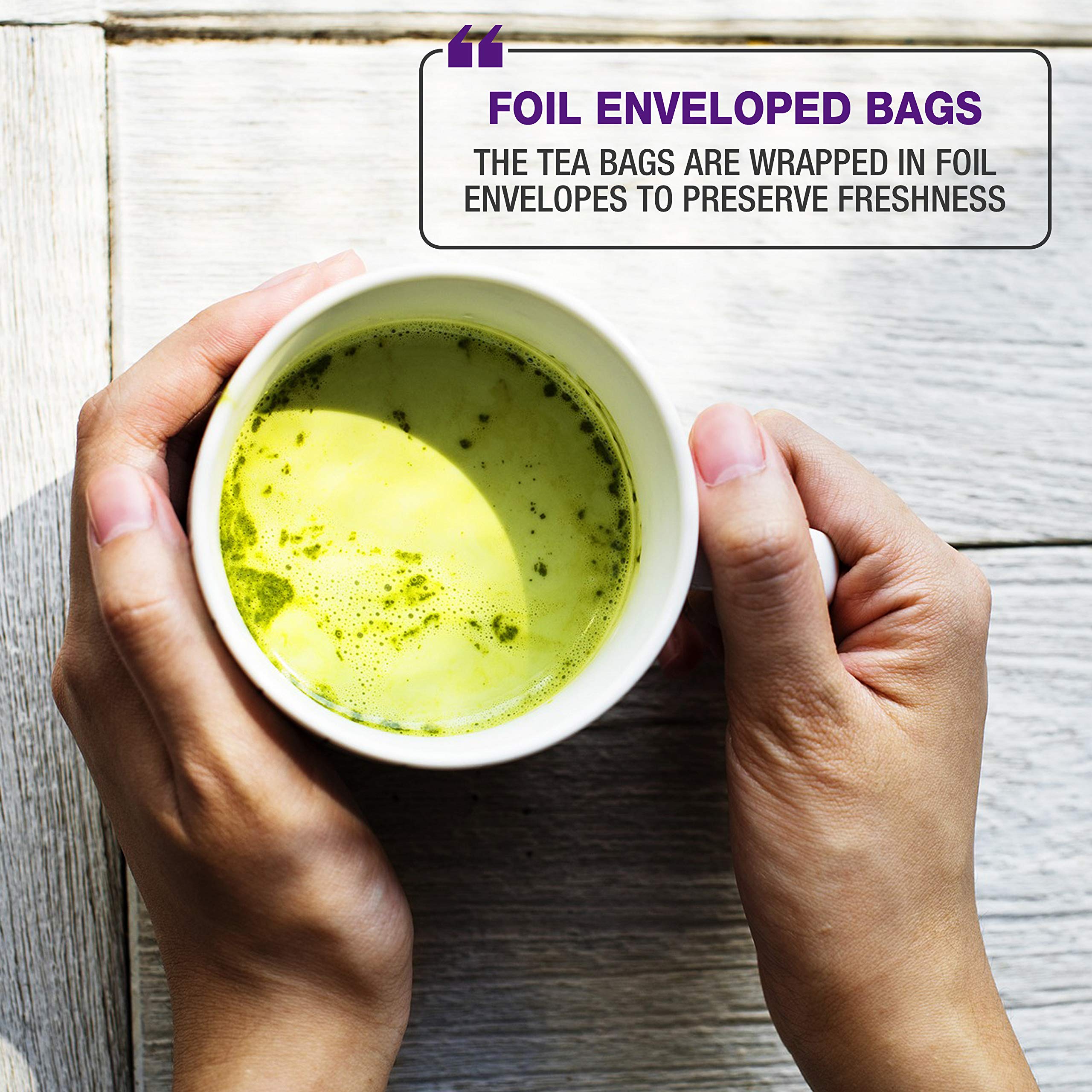 Tipson Organic Matcha Green Tea - Blueberry Flavor - 25 Foil Enveloped Double Chambered Bags - Keto Paleo — view 6