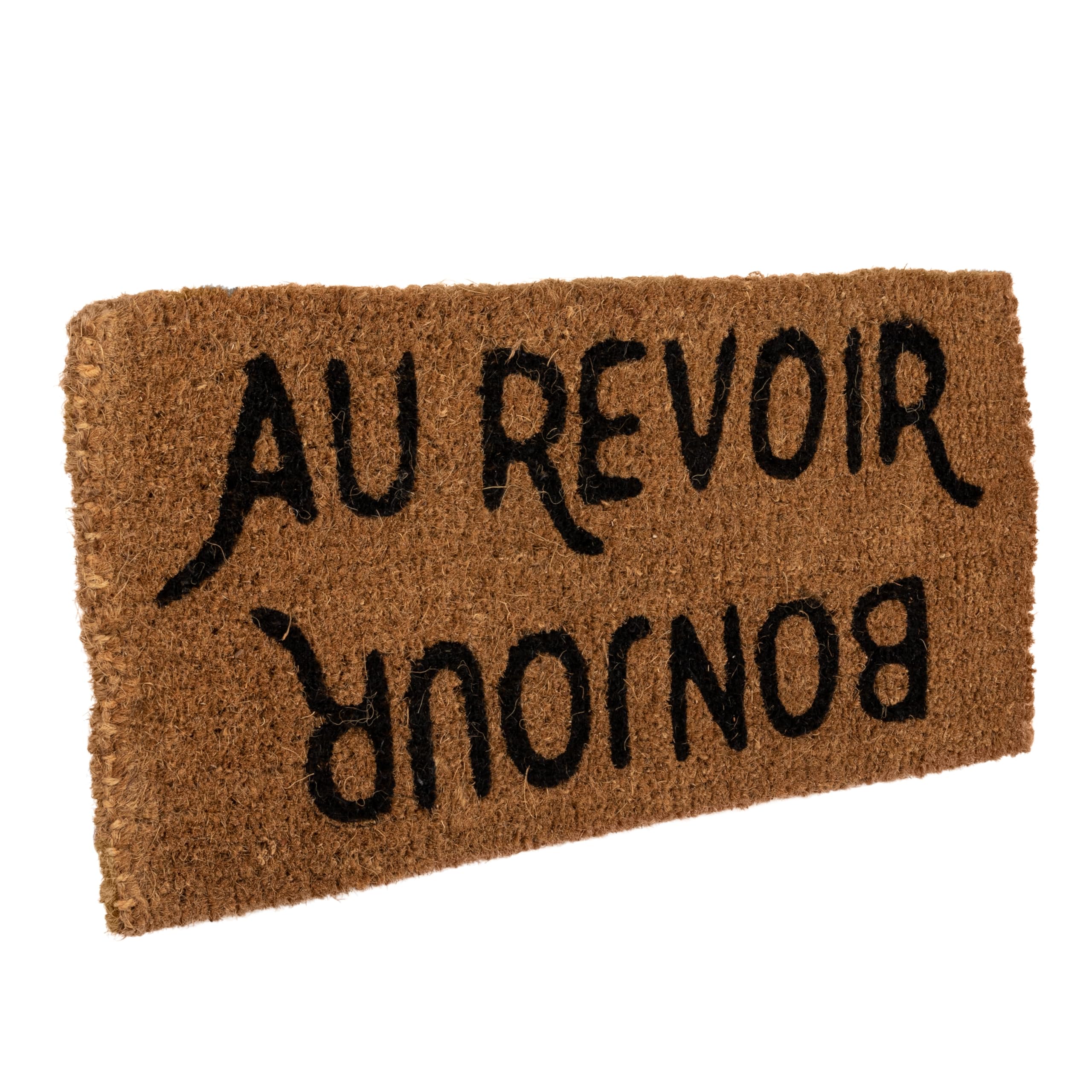 Creative Co-op Bonjour/Au Revoir Natural Coir Doormat, 32" x 16"