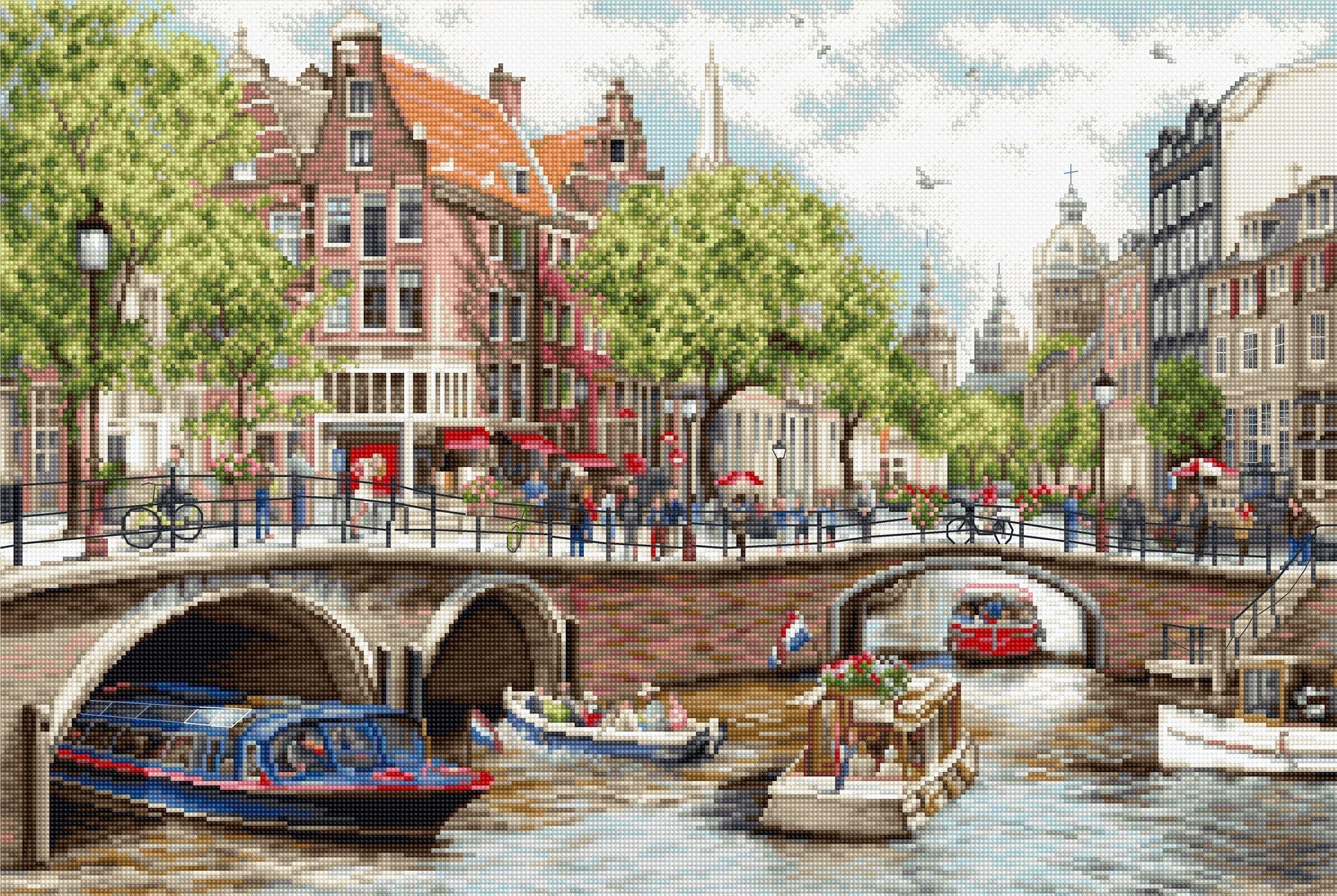 Luca-S Cross Stitch Kit Gold - Amsterdam, BU5005, Needlecraft Kit