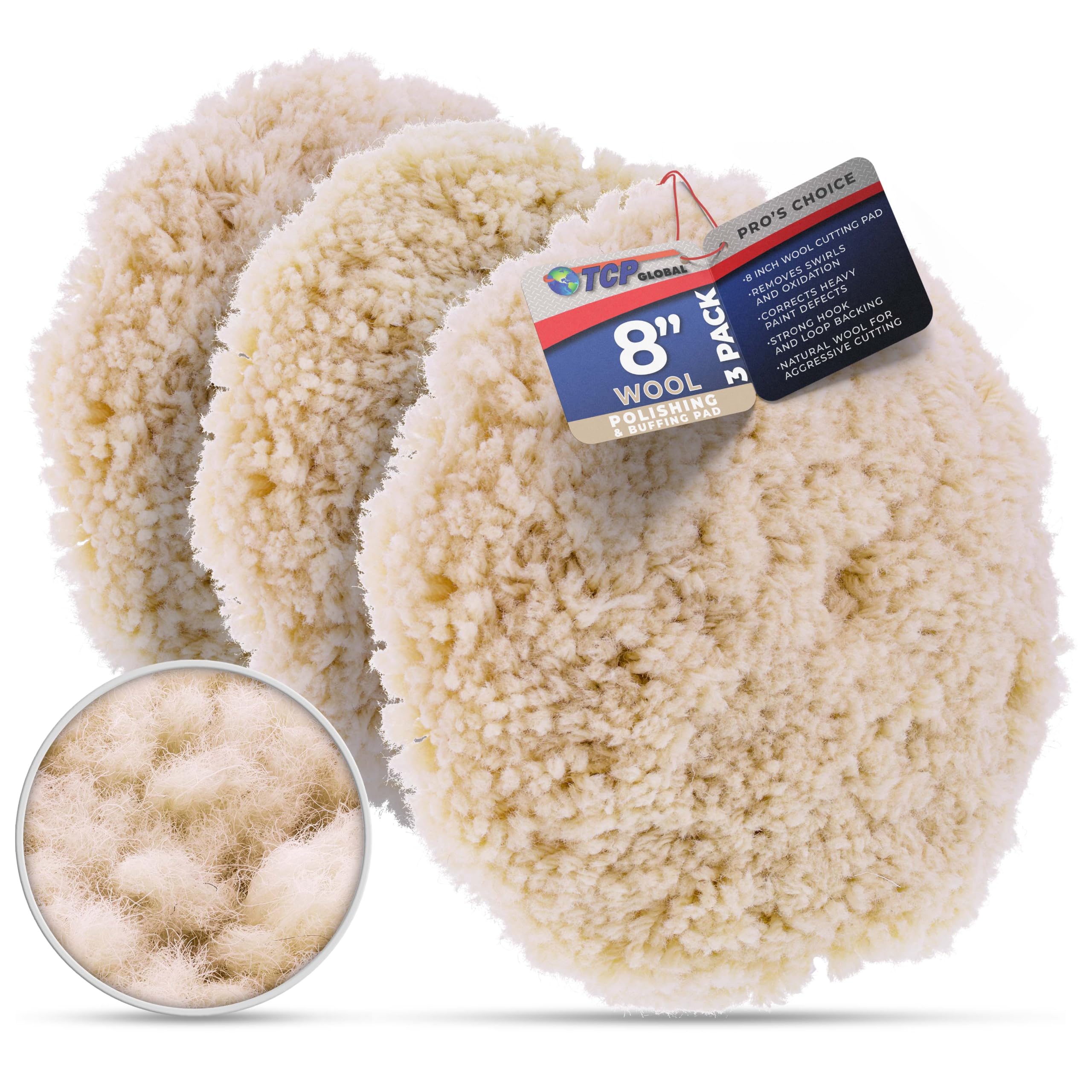 20,3 cm 100% lana lucidatura Hook & Loop grip Pad per composto da taglio e lucidatura