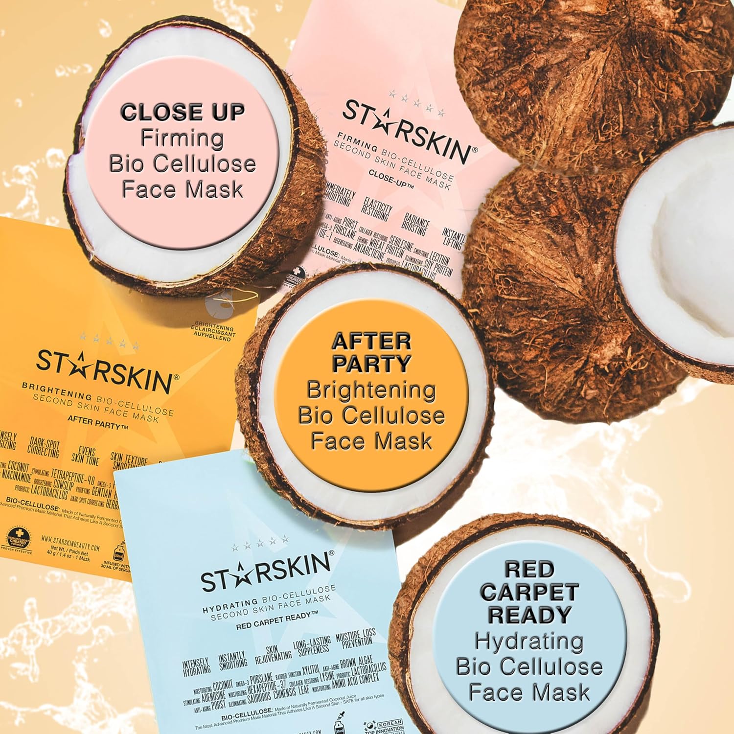 STARSKIN After Party 1x40g, Bio-Cellulose Brightening Face Mask for all Skin Types, Korean Skincare Mask infused with Vitamin C Serum and Niacinamide, Energizing and Soothing, K Beauty Skincare - Image 8