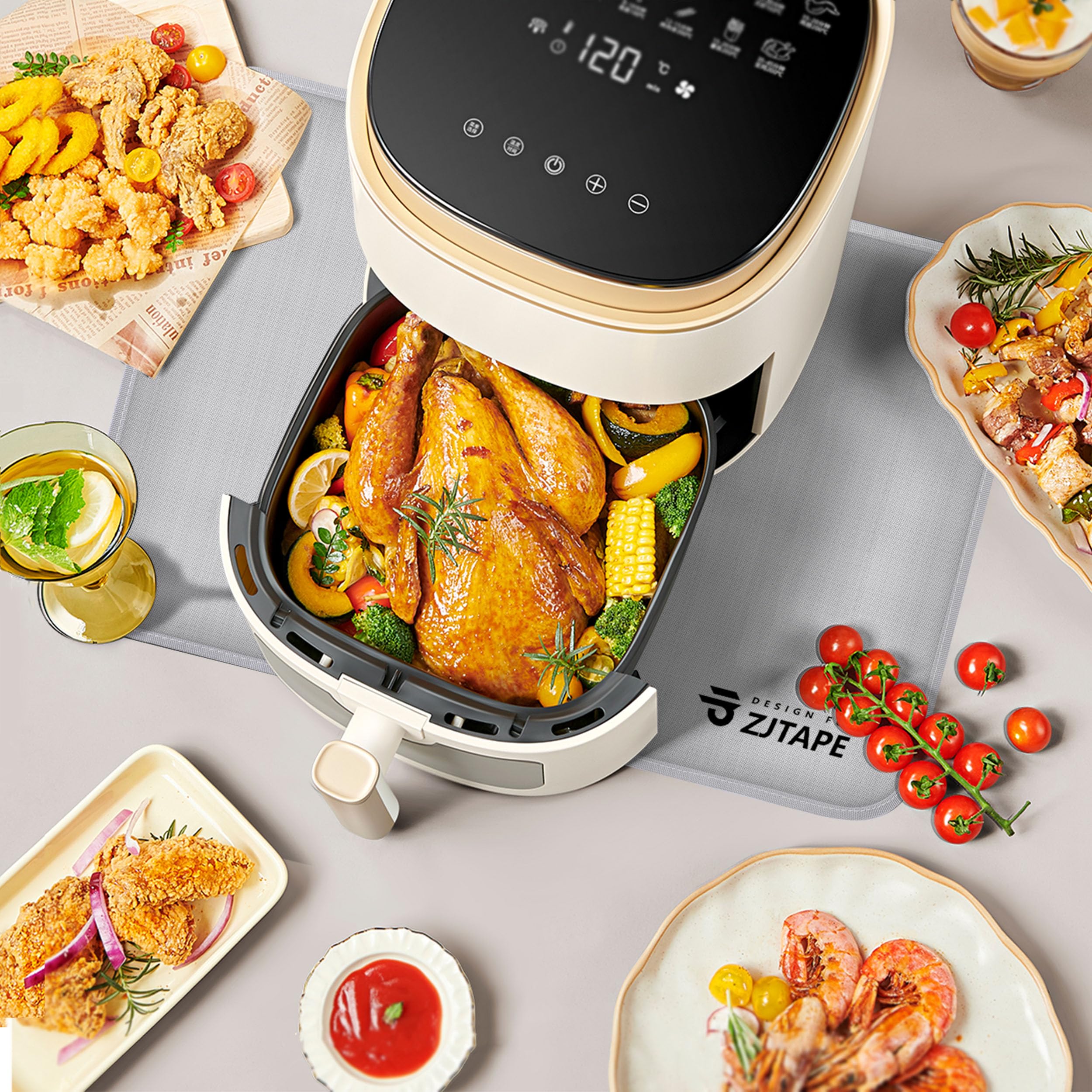 FLASLD Tapis Résistant à La Chaleur Pour Friteuse à Air, Tapis En Silicone Ignifuge Pour Comptoir De Cuisine, Protecteur De Comptoir, Antidérapant Et Imperméable (41 X 61 Cm, Noir