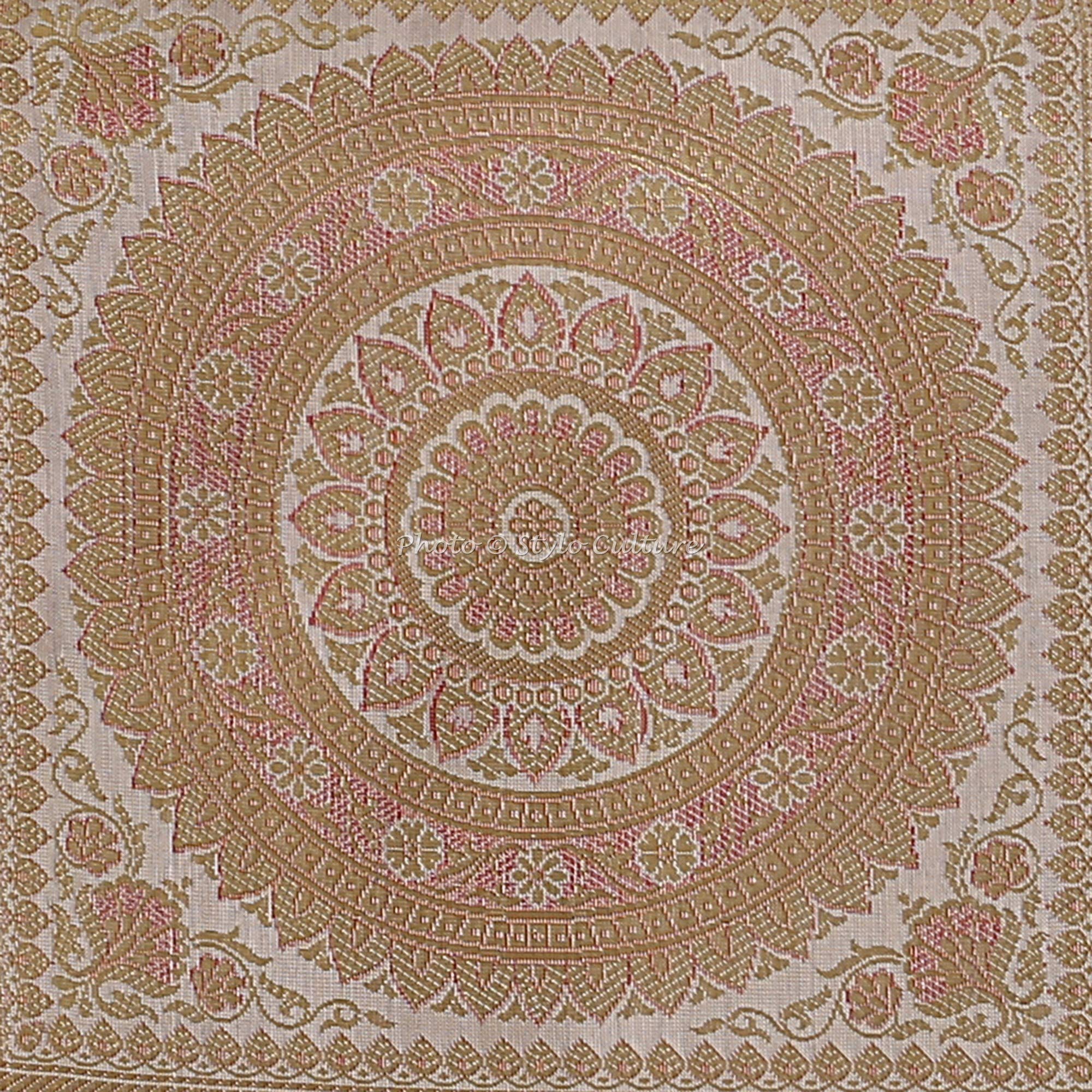 Cuscino Cilindrico Yoga Bolster Copri Federa - Cuscino Divano Rotondo In Tessuto Polydupion Con Bordo Jacquard Blu, 76x38 Cm