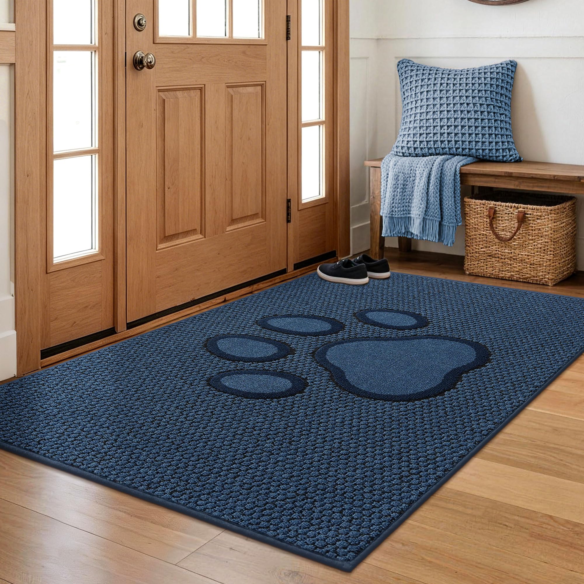 Dog Door Mat - Paw Print Entry Rug -12