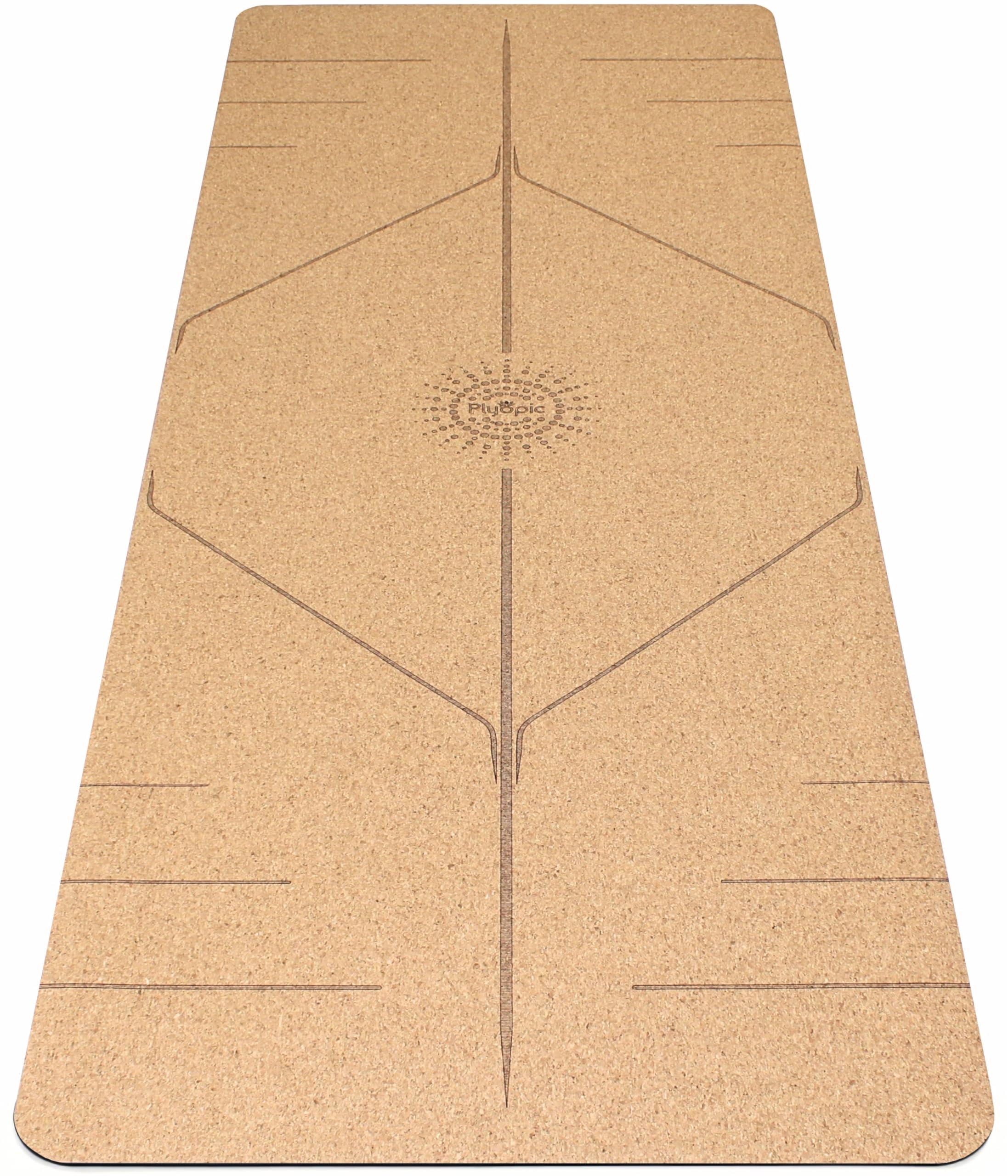 Plyopic Ultimate Cork Yoga Mat – Non-Slip Ultra-Premium Cork | Thicker, Longer & Wider for Extra Comfort | 100% Natural Grip & Eco Friendly | Optional Alignment Lines | For Yoga, Bikram & Hot Yoga