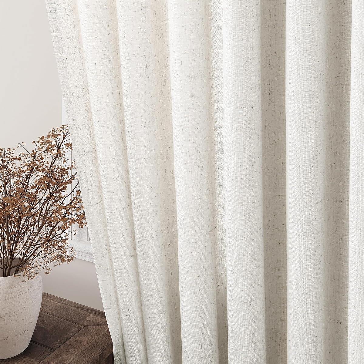 Linen Curtain Panel - Natural - 52"W x 96"L view 2