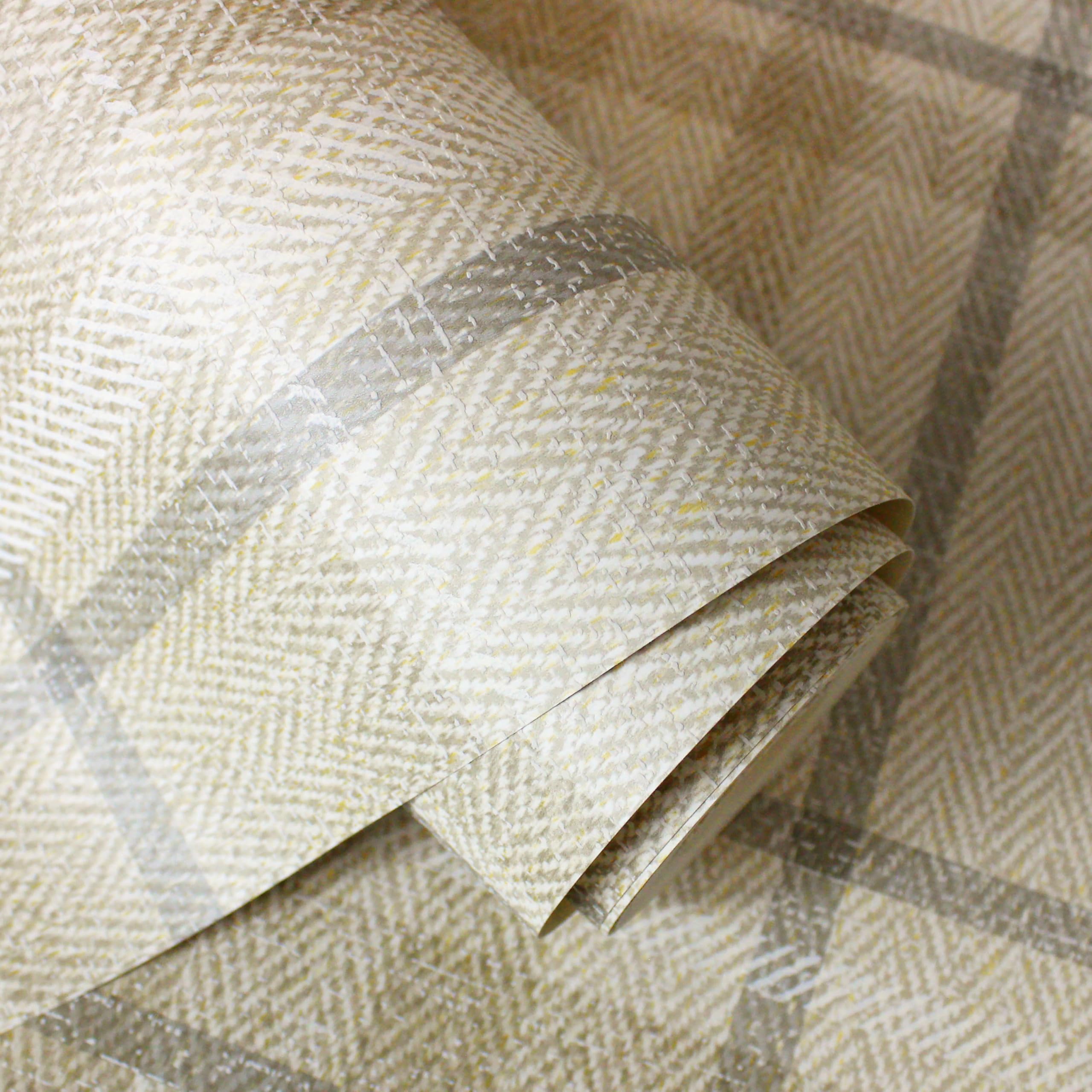 CROWN M1868 Harris Check Luxury Textured Wallpaper, Natural, 52 x 1005 cm - Image 2