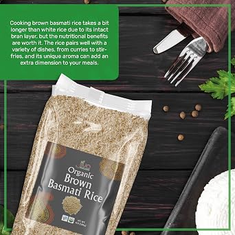 Jiva Organic Brown Basmati Rice 4 LB Bag - Premium Quality, Authentic Indian Origin, Whole Grain