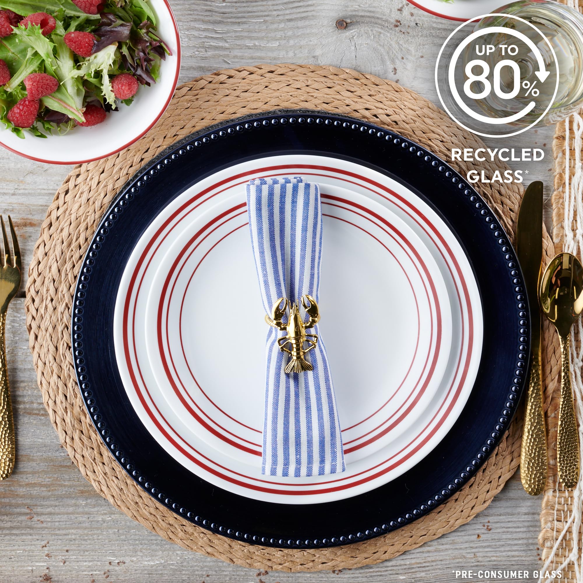 Corelle Logan 12-teiliges Geschirr-Set, Service für 4 Personen, dreilagig, splitter- und rissfest, Glasteller und Schüssel-Sets