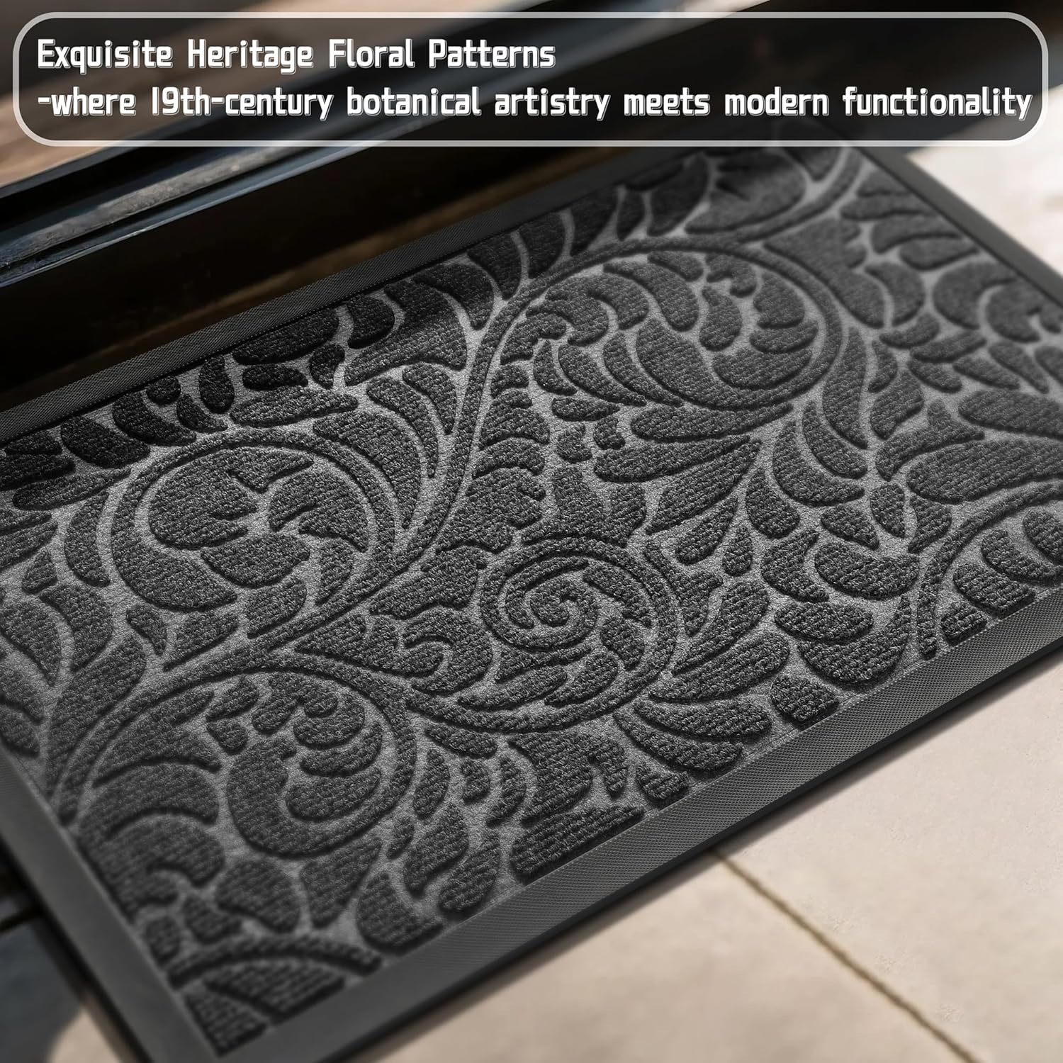 Yimobra Large Door Mat Outside Entrance 36x24, Waterproof Sturdy Outdoor Mats for Front Door, Heavy Duty Non-Slip Doormat for Garage Patio Entryway Indoor, Easy Clean, Grey