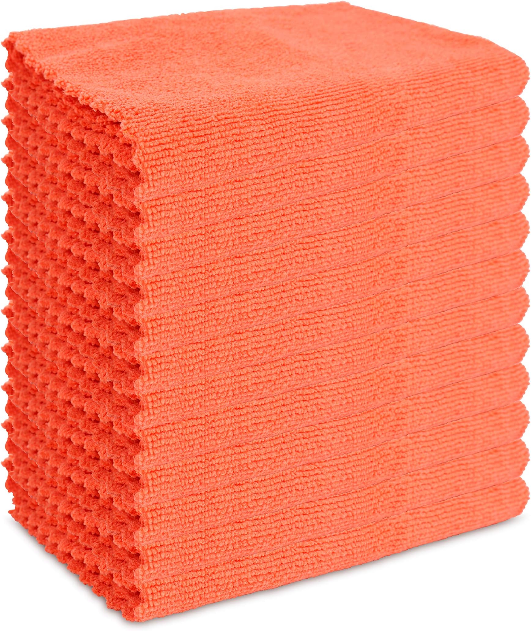 Arkwright SmartEdge Microfiber Cleaning Cloths - (Pack of 12) Thick Edge Less Dish Drying Towel for Car, Polishing, Washing, and Auto Detailing, 16 x 16 in, Orange