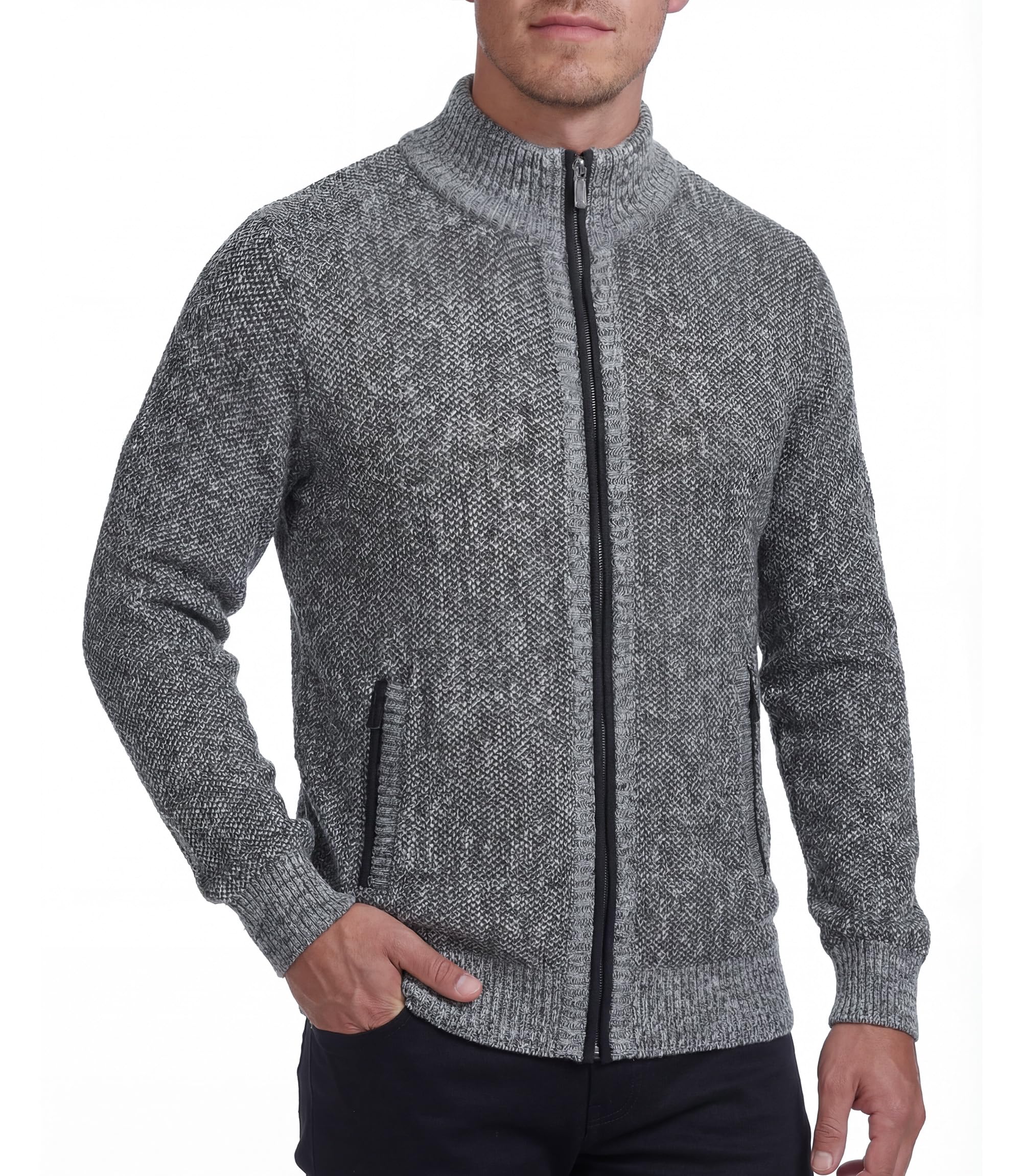 GLESTORE Strickjacke Herren Fleecejacke Cardigan Trachtenjacke Mit Reissverschluss