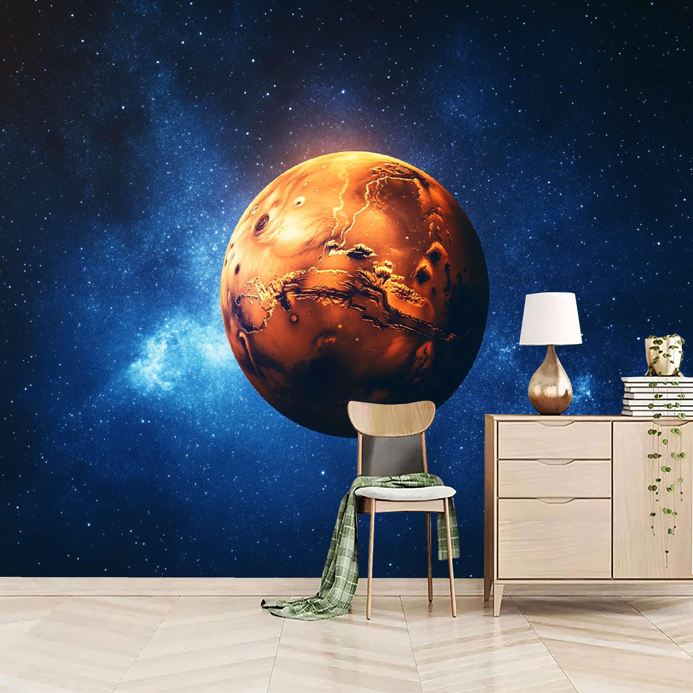 Fototapeta XXL, 500 x 280 cm, panorama Mars, do salonu, sypialni, tapeta ścienna, gwiaździste niebo, droga mleczna, tapeta z włókniny, odporna na promieniowanie UV, bezzapachowa, gotowa do montażu
