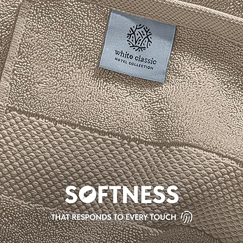 Miniatura 3 de White Classic Toallas de Algodón de Lujo para la Cara 13x13 Pulgadas - 650 GSM Algodón Turco  Hotel, Spa, Baño Toalla Facial  Paquete de 12, Taupe
