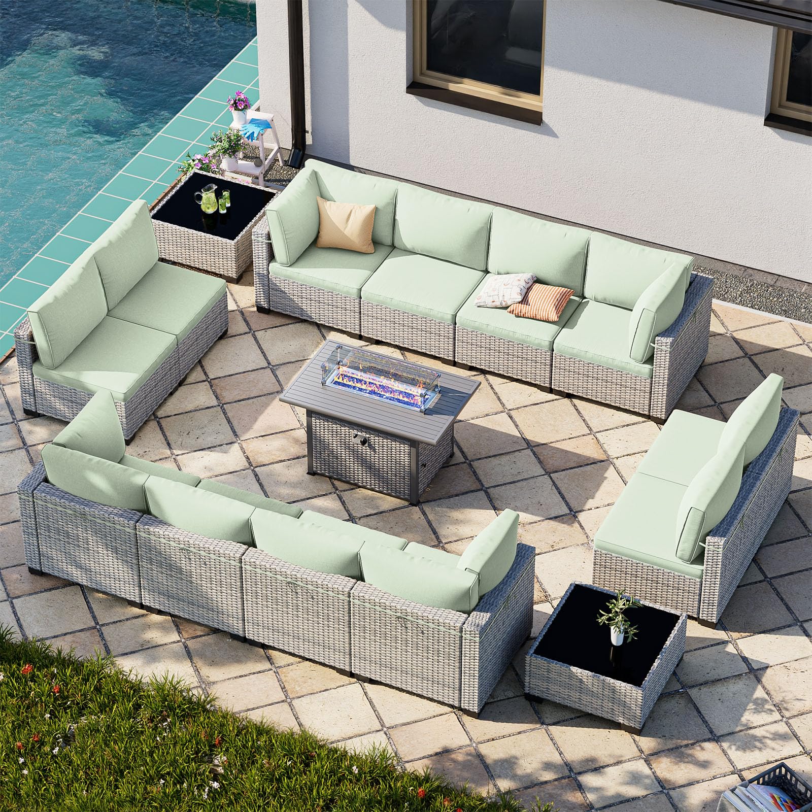 Outdoor PE Wicker Rattan Modular Patio Sectional Sofa Set