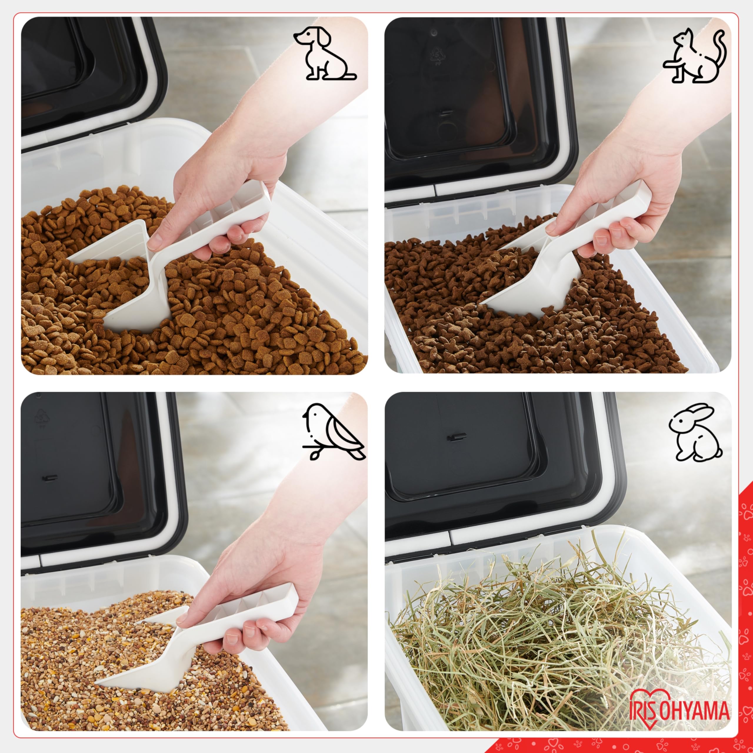 Iris Ohyama Contenedor pienso con ruedas, 45L/15kg, Negro, Contenedor comida perro, Pienso gatos, Hermética, para Mascotas, Transparente, Pet Food Container, Dog Food Storage, Libre de BPA, ATS-L