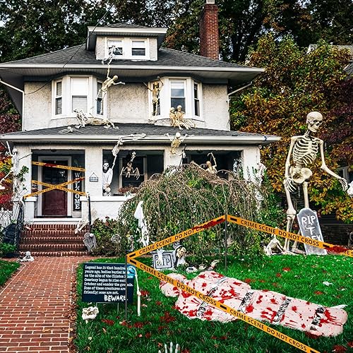 Miniatura 8 de Liliful Decoraciones de Halloween inflables para exteriores, accesorios para víctimas de cadáveres muertos, espeluznante, decoración de patio, bolsa
