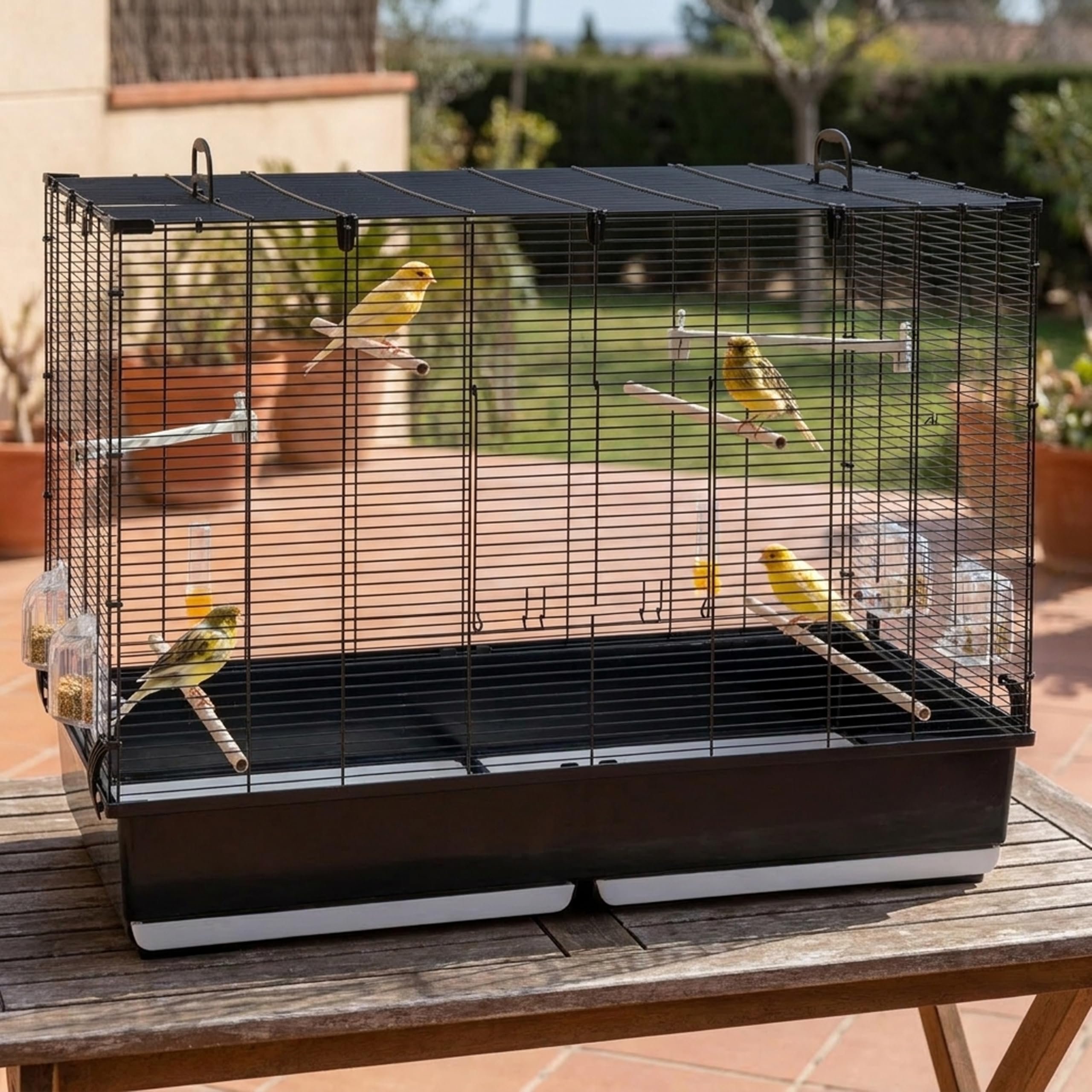Ferplast Jaula para Pájaros, Aviario Piano 7 Jaula Grande Pájaros, Canarios, Periquitos, Cotorras, Agapornis, de Metal, Todos los Accesorios Comedero Perchas 99.5 x 53 x h 74 cm.